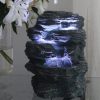 Arnusa Arnusa BK851 Niagara Fountain - 3-Tier LED Waterfall with Lighting for Indoor/Outdoor Use (Brown-Grey, 34cm) - Complete Garden Fountain Set Dekoration