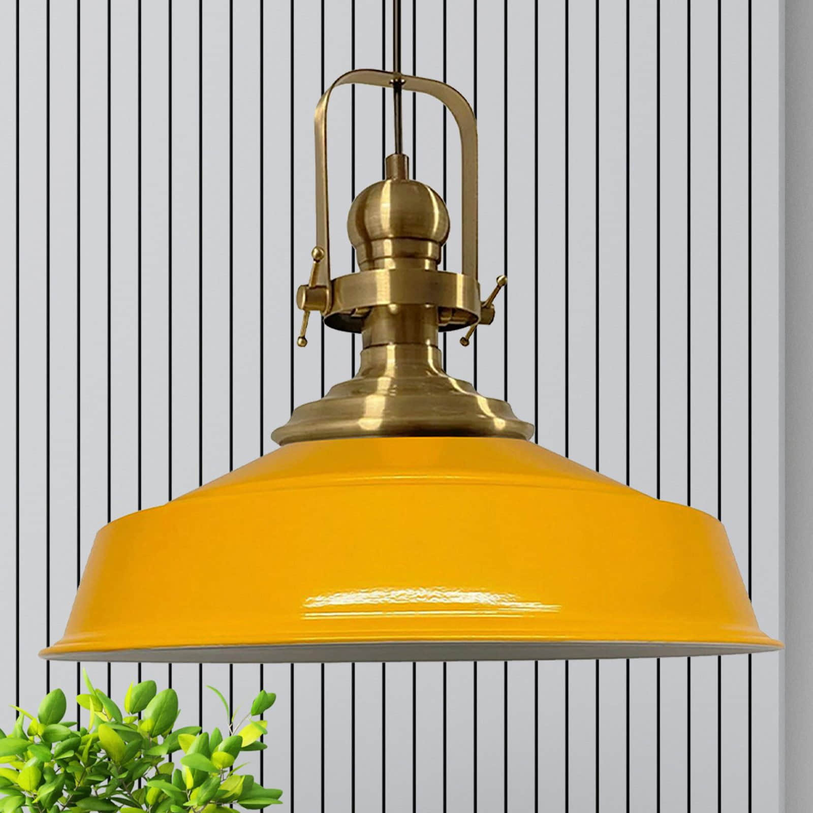 Lampen Bamyum Bamyum Vintage Metal Pendant Light - 41cm E27 Hanging Lamp with Adjustable Cable, Dimmable (Bulb Not Included) - Copper/Gold Finish Gelb