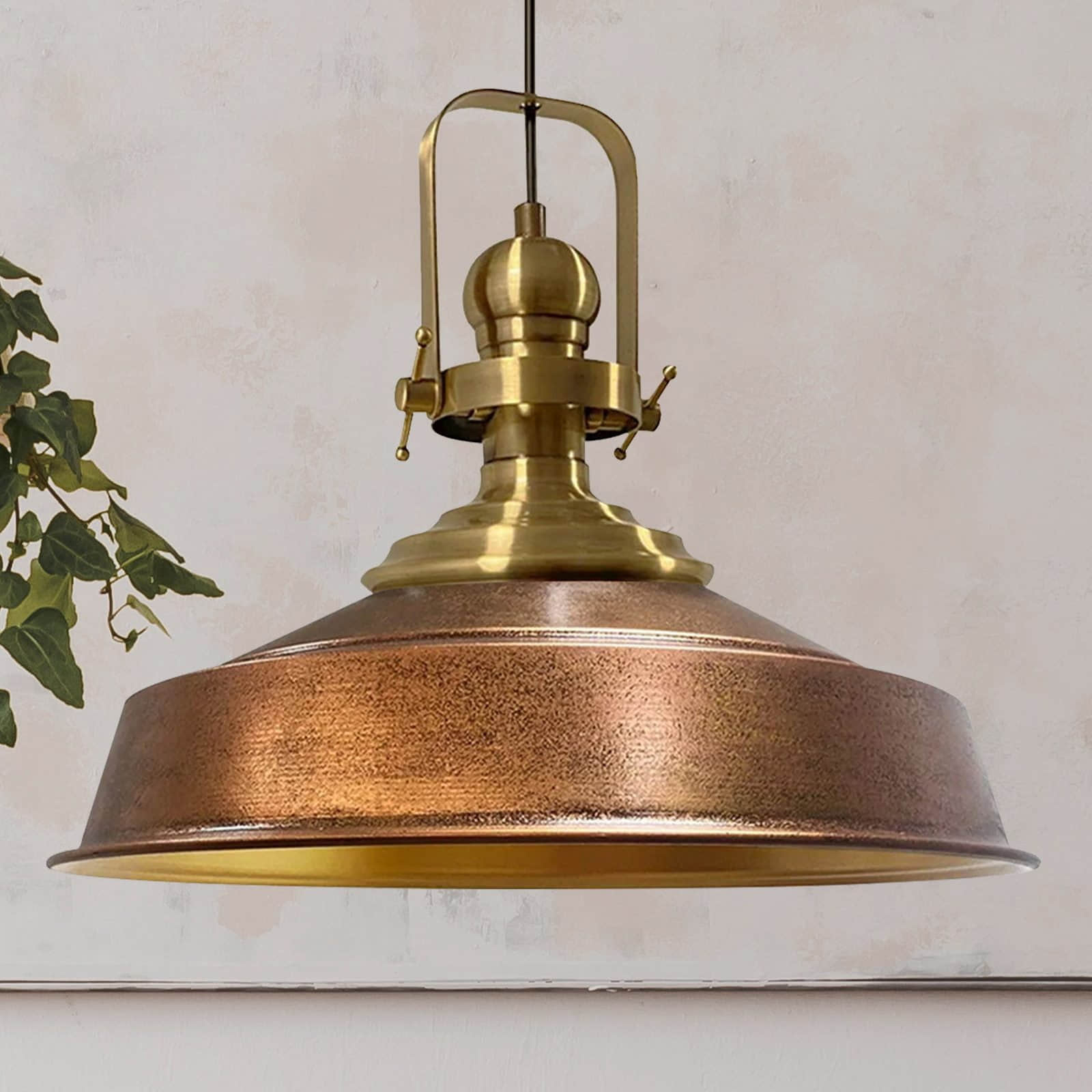 Bamyum Vintage Metal Pendant Light - 41cm E27 Hanging Lamp with Adjustable Cable, Dimmable (Bulb Not Included) - Copper/Gold Finish Kupfer Bamyum Lampen