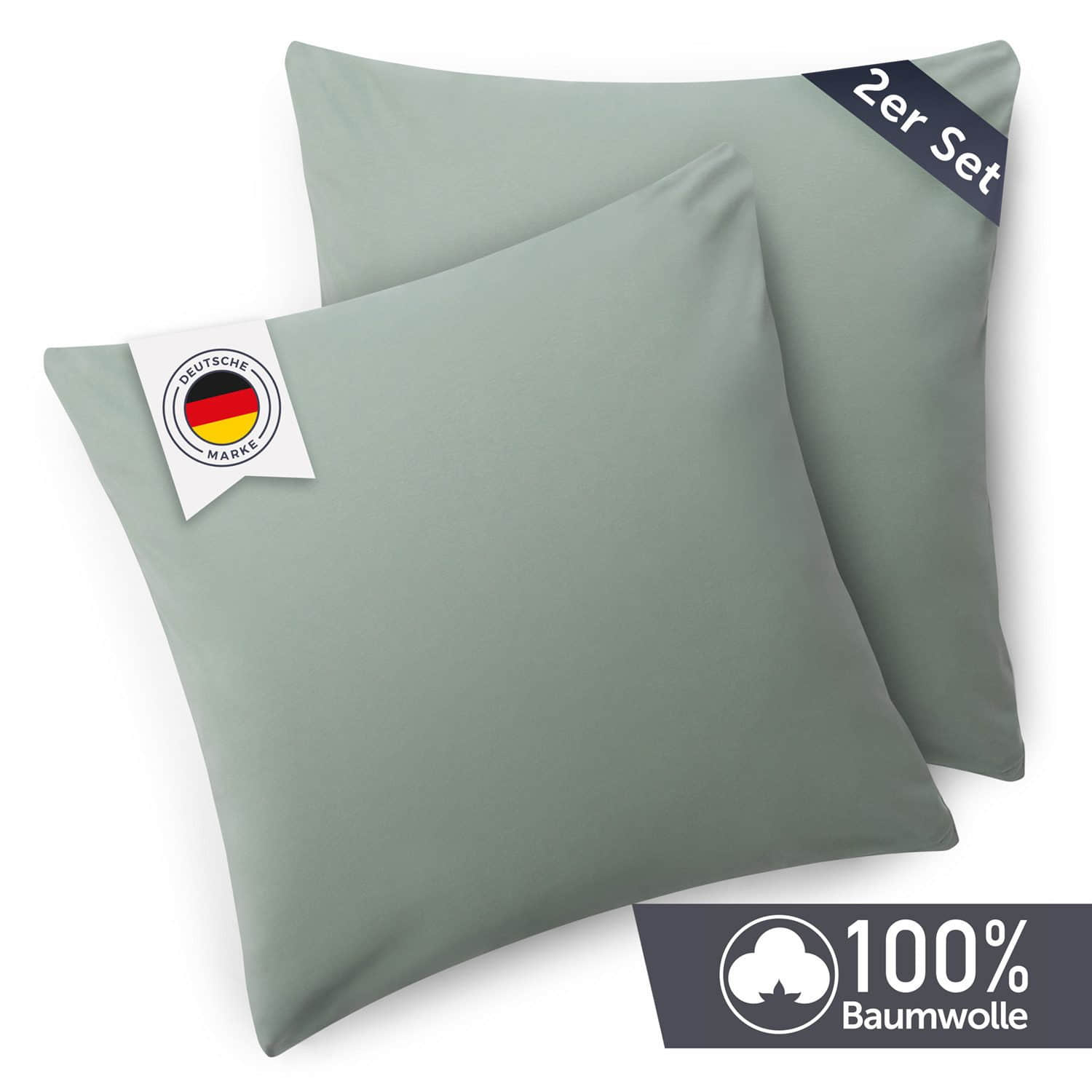 Kissen Blumtal Blumtal Premium Jersey-Kissenbezug 2er-Set (40x80 cm) – 100% Baumwolle, OEKO-TEX® zertifiziert, 12 Farben, superweich & atmungsaktiv Sommergrün