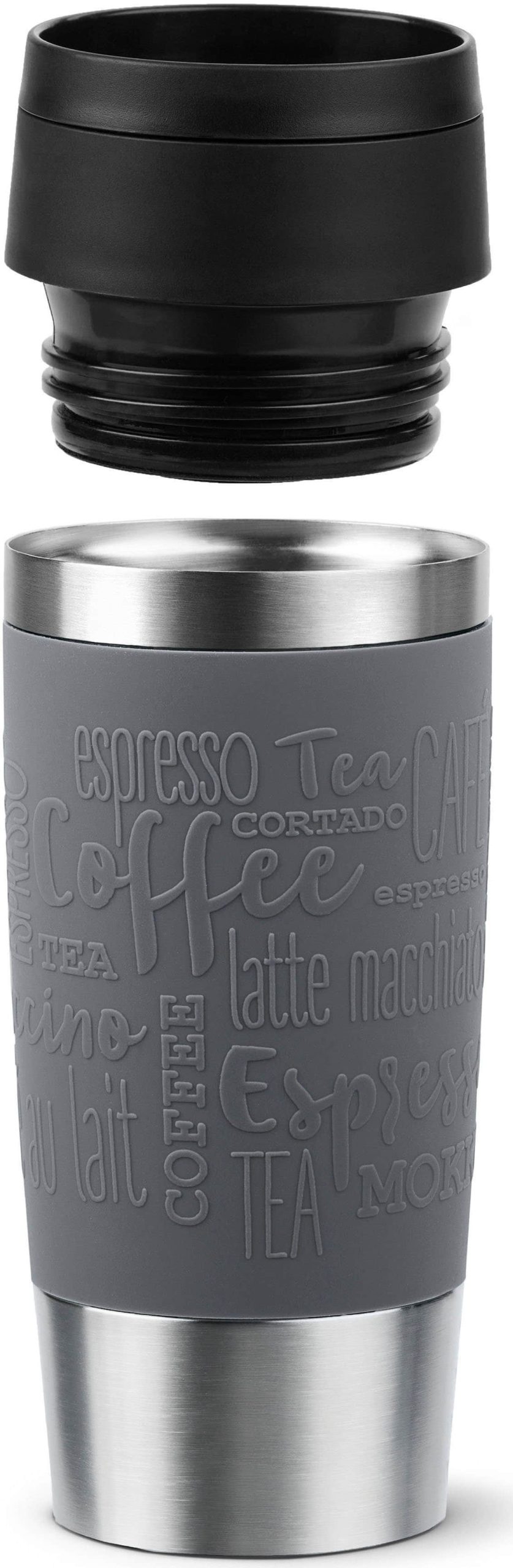 EMSA Travel Mug Classic Thermobecher - Edelstahl Isolierbecher mit 360° Öffnung (360ml/500ml) | 4-6h Heißhaltung | Spülmaschinenfest | 100% Dicht Pfeffer-Grau Emsa Geschirr & Tischaccessoires