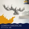 Hansmeier Wandgarderobe Hirschgeweih – Elegante Polyresin-Garderobe für Flur & Wohnzimmer (49x17x14 cm) Silber Hansmeier Garderoben
