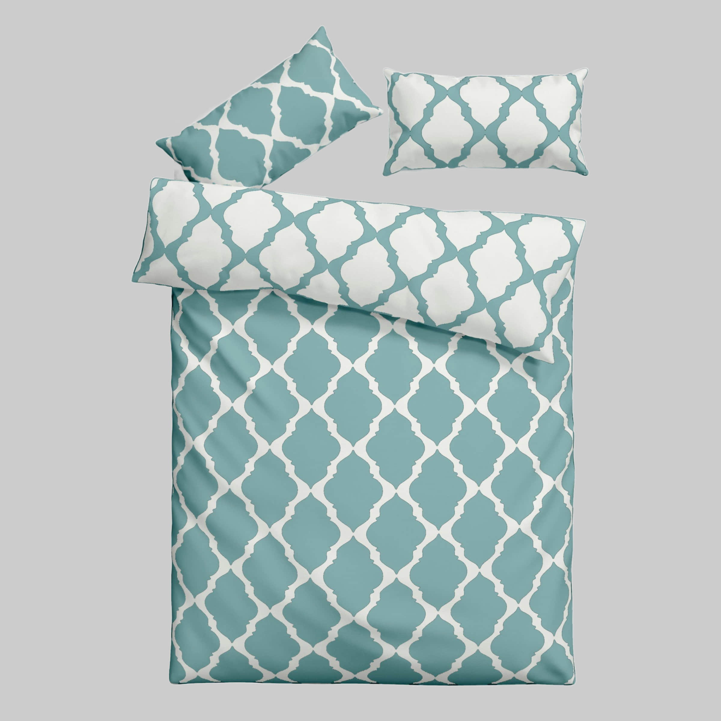 Home affaire Bettwäsche Home Affaire Alba Wendebettwäsche | Rautenmuster | 2-teilig | 100% Baumwolle | Renforcé & Flanell | Größen 135x200 & 155x220 cm | OEKO-TEX® zertifiziert petrol/weiß