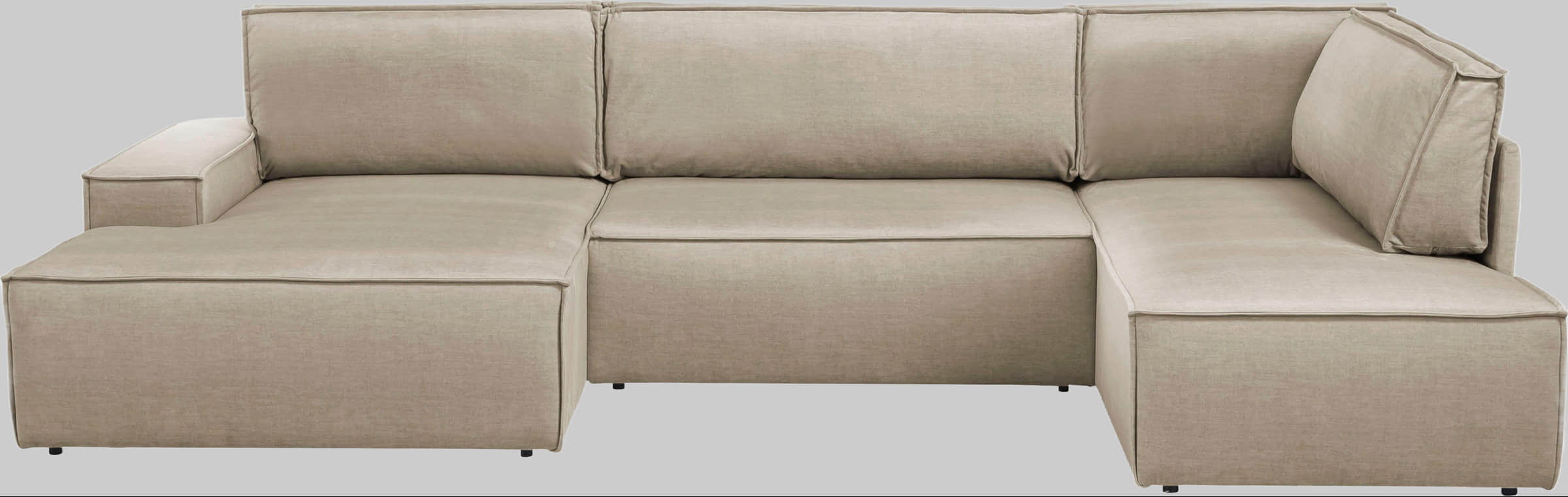 Sofas Home affaire Home Affaire SHERWOOD XXL 329cm U-Shape Sofa Bed | Convertible Sectional with Storage (194x139cm) | Cord/Vintage/Samtvelours | Premium Modular Living Room Set cream