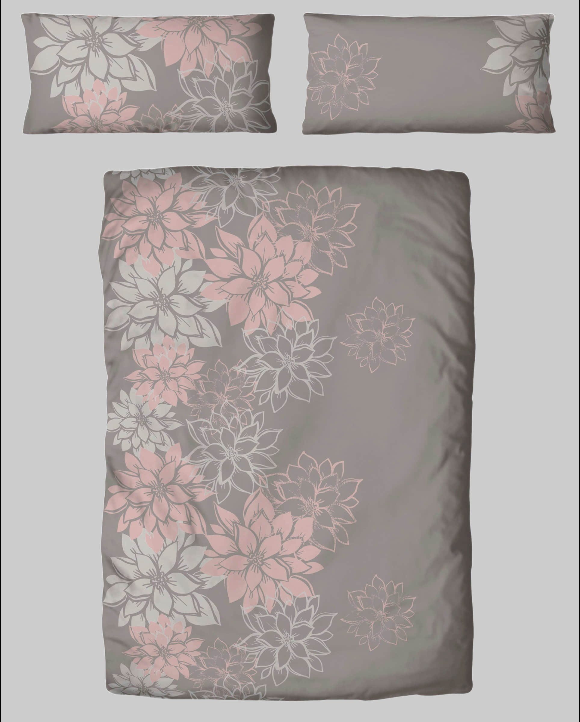 Home affaire Home affaire Bettwäsche »Susan« Blumen-Design | 100% Baumwolle (Linon/Biber) | OEKO-TEX® MADE IN GREEN | Größen 135x200 & 155x220 cm rosa/grau Bettwäsche
