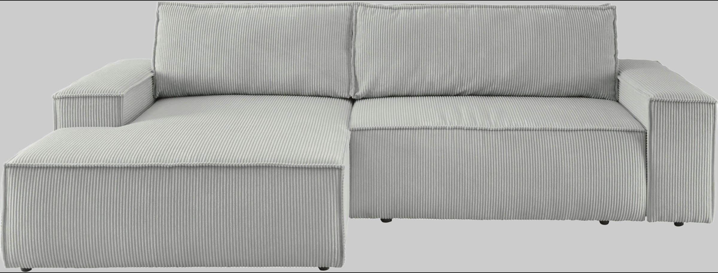 Sofas Home affaire Home affaire Ecksofa SHERWOOD Schlafsofa 267 cm L-Form mit Bettkasten (210x136 cm) | Cord, Vintage & Samtvelours Bezug | Premium Qualität hellgrau