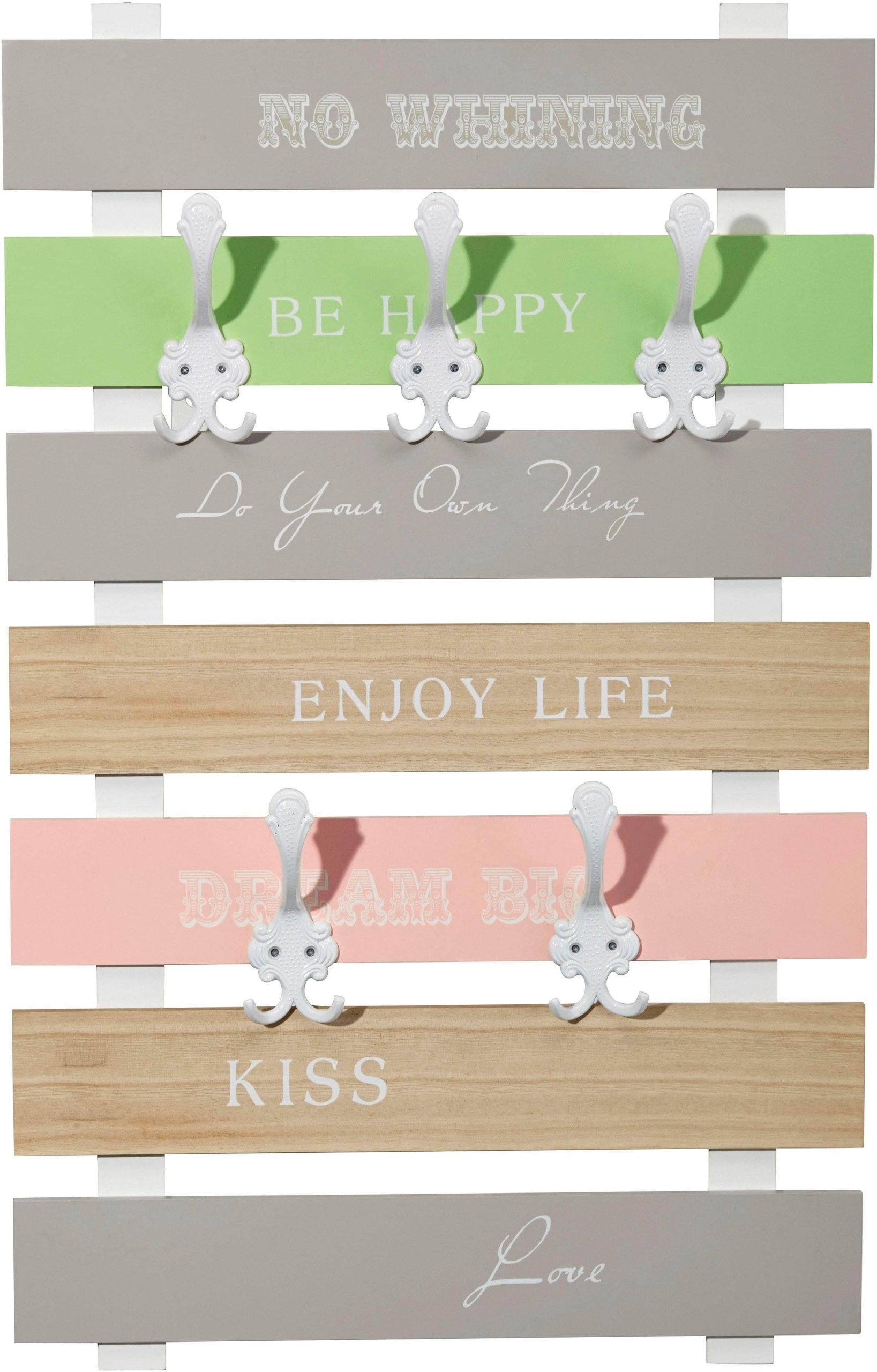 Home affaire Garderoben Home affaire Modern Coat Rack with Inspirational Quotes - 5 Sturdy Hooks, FSC-Certified MDF (120cm)