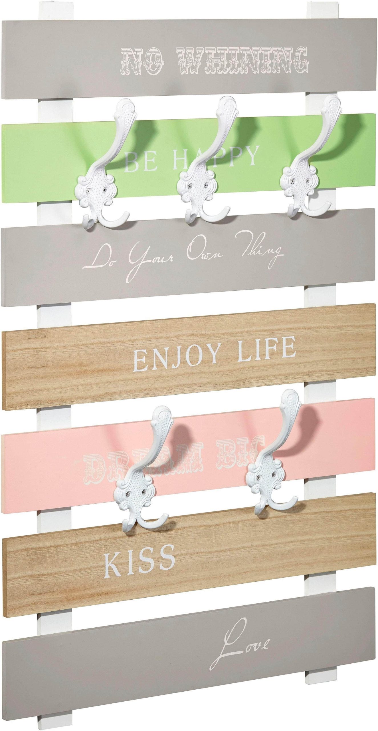 Home affaire Garderoben Home affaire Modern Coat Rack with Inspirational Quotes - 5 Sturdy Hooks, FSC-Certified MDF (120cm)