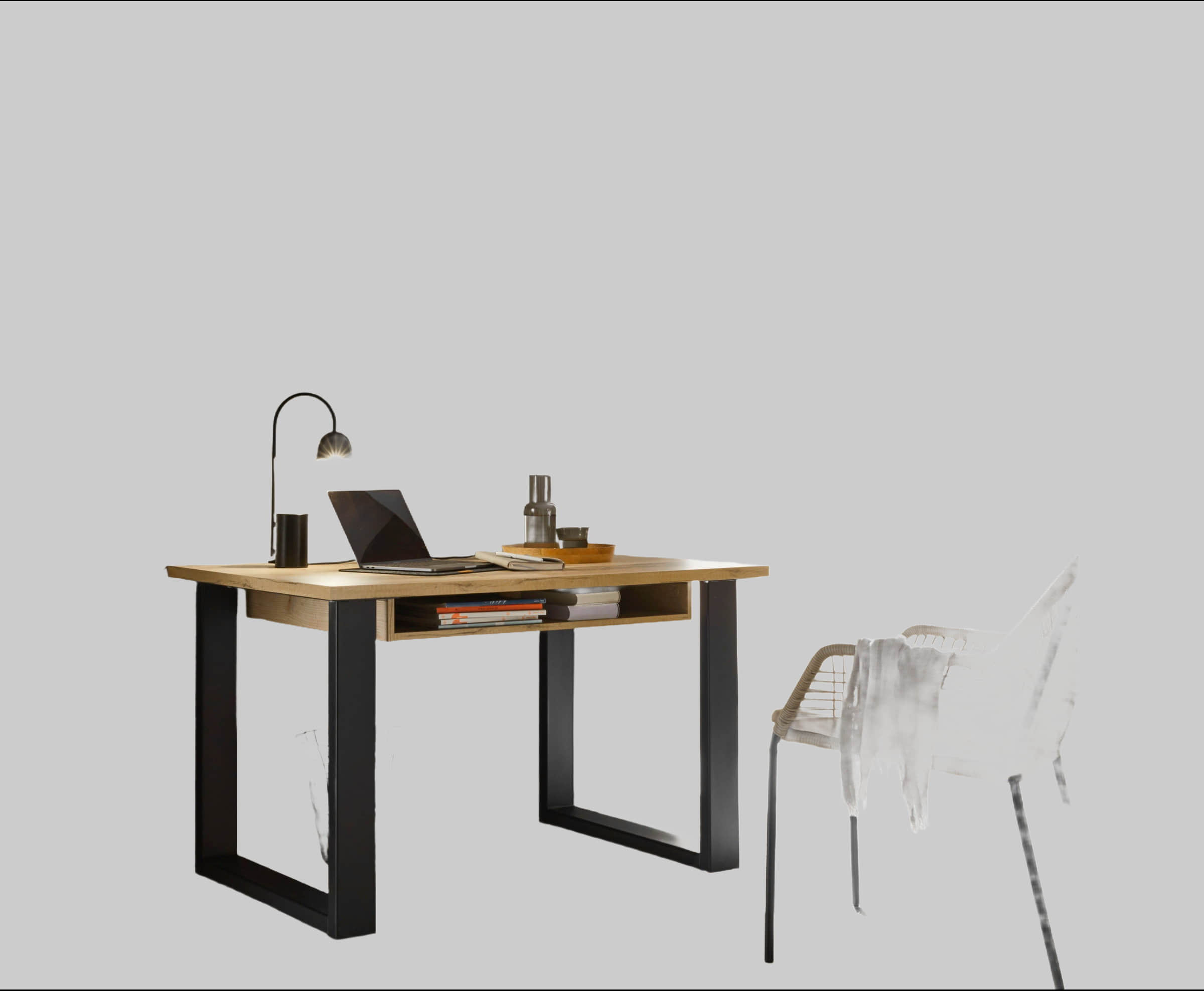 Kinderzimmer Home affaire Home affaire Schreibtisch »SHERWOOD« | 125 cm Computertisch im Landhaus-Design mit Metallgestell & Stauraumfach | FSC®-Holzwerkstoff Old Style