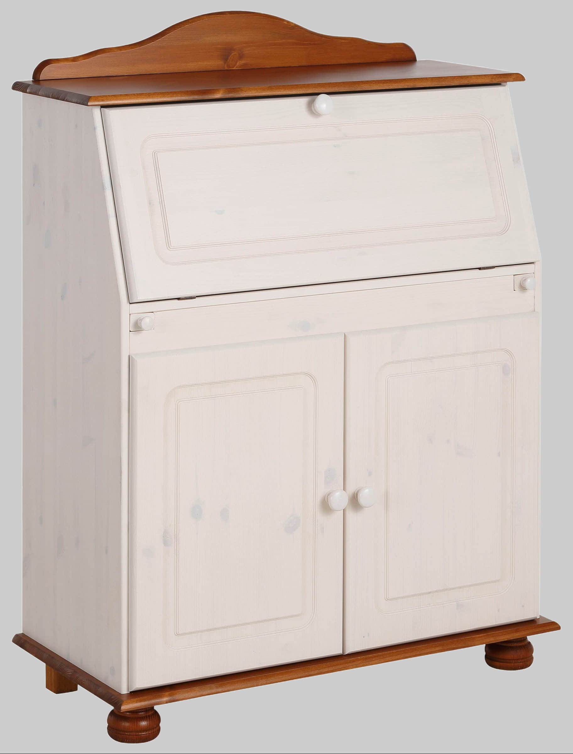 Home affaire Sekretär »Mette« Landhausstil aus Massivholz (Kiefer) | 82 cm Breite mit verstellbaren Fächern & klappbarer Schreibtischplatte weiß/ honi Tische Home affaire
