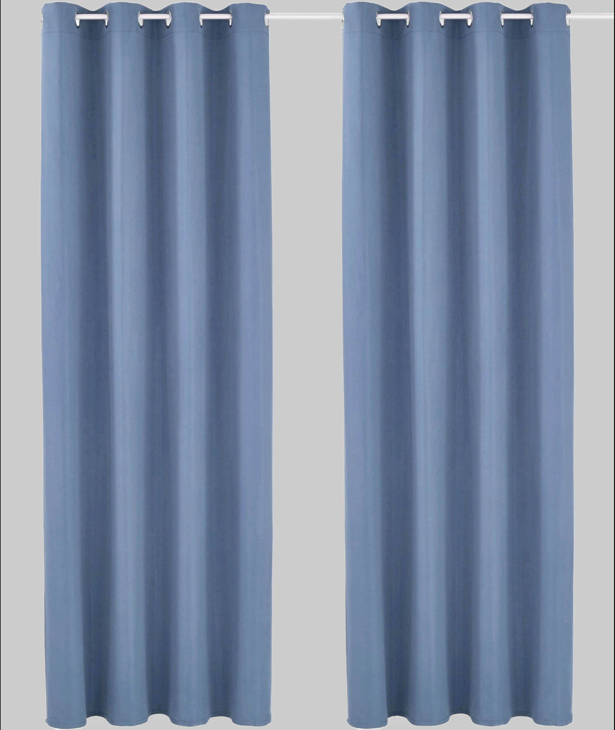 Gardinen Home affaire Home affaire Vorhang »Parry« (2 Stück) - Blickdichter Ösenvorhang aus Polyester, 140x245 cm, grau - Premium Qualität für optimalen Sicht- und Lichtschutz blau