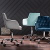 INOSIGN Bürostuhl Perry1 – Eleganter Samtstuhl mit Knopfpolsterung, höhenverstellbar & drehbar | Moderner Bürostuhl für Homeoffice & Arbeitszimmer Grau Stühle INOSIGN
