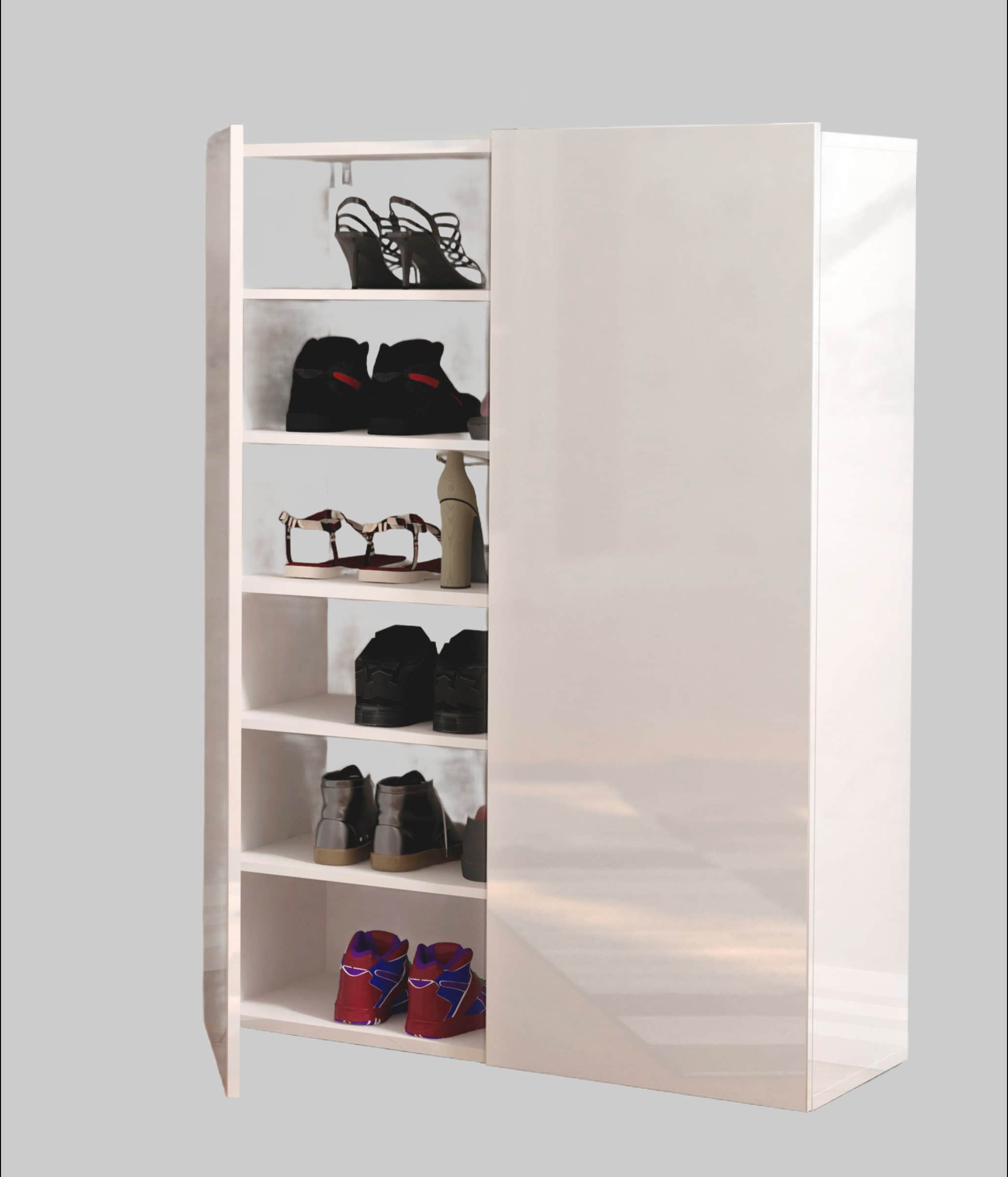 INOSIGN 'Mister' High-Gloss Shoe Cabinet - 80cm Wide, 2 Doors, Modern Storage Solution with Adjustable Shelves Schränke INOSIGN