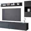 INOSIGN 'PARIS' 4-Piece TV Wall Unit | 300cm Handleless Design | Wall-Mounted or Freestanding | FSC-Certified Wood Graphite b Wohnwände INOSIGN