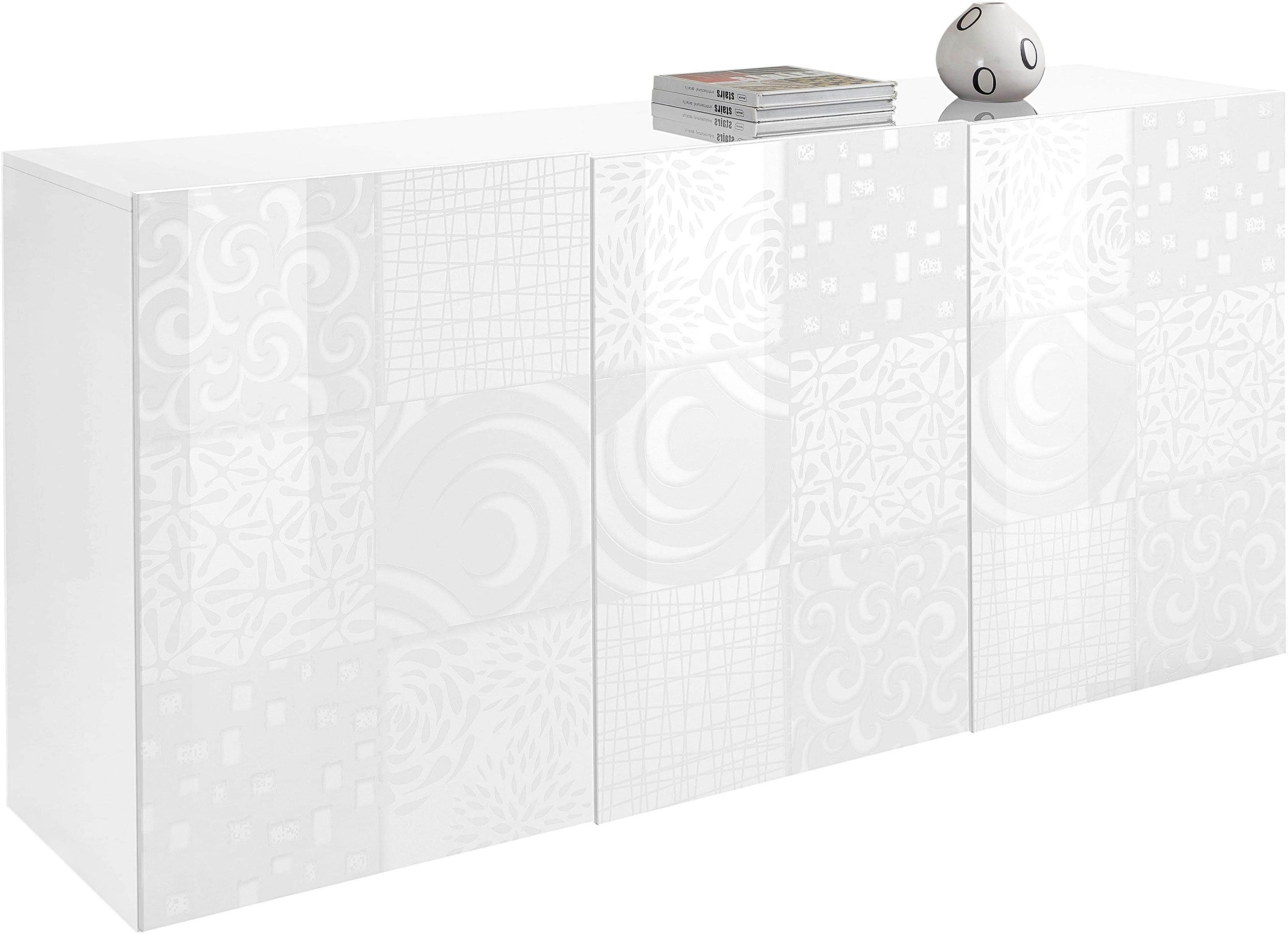 INOSIGN Kommoden & Sideboards INOSIGN Sideboard Miro - 181cm Wide Modern Storage with 3D Screen Print Design | FSC® Certified Weiß Hochg