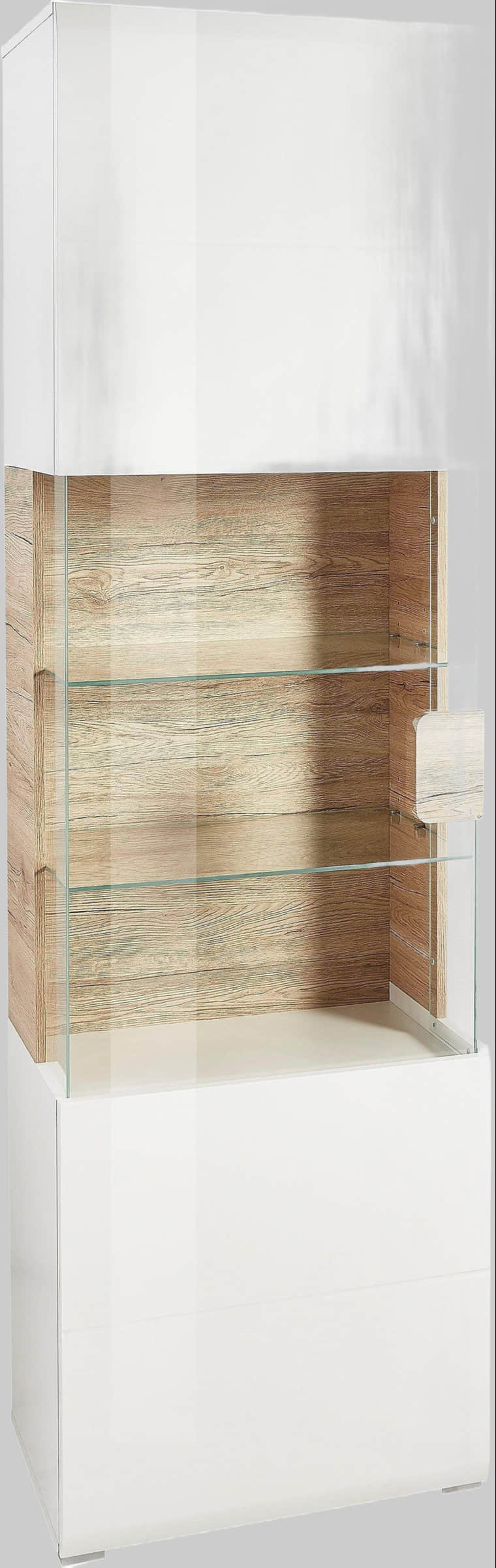 INOSIGN Schränke INOSIGN Vitrine »Toledo« 204 cm – Moderne Glasvitrine mit hochglänzender MDF-Front & dekorativen Fräsungen | Viel Stauraum weiss/weis