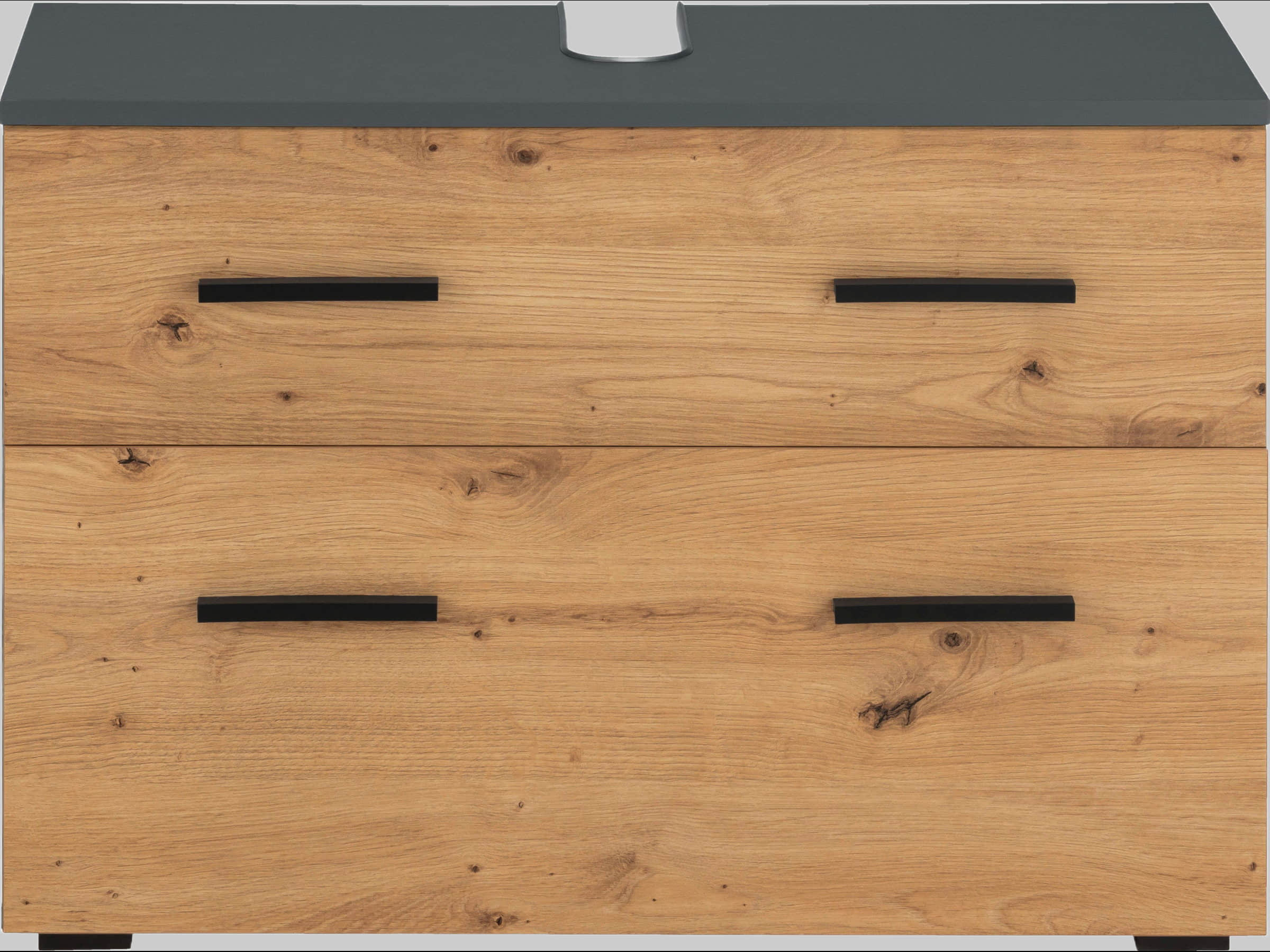 INOSIGN Schränke INOSIGN Waschbeckenunterschrank Skara 80 cm - Moderner Badschrank mit Schubkasten & Klappe, schwarze Griffe, Höhe 55 cm, FSC®-Holzwerkstoff anthrazit/