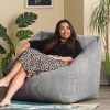 icon Icon 'Morgan' XXL Sitzsack Sessel aus Cord mit Hocker | Riesen Sitzsack 120cm | Flauschig & Ergonomisch | Modernes Wohndesign hellgrau Sessel