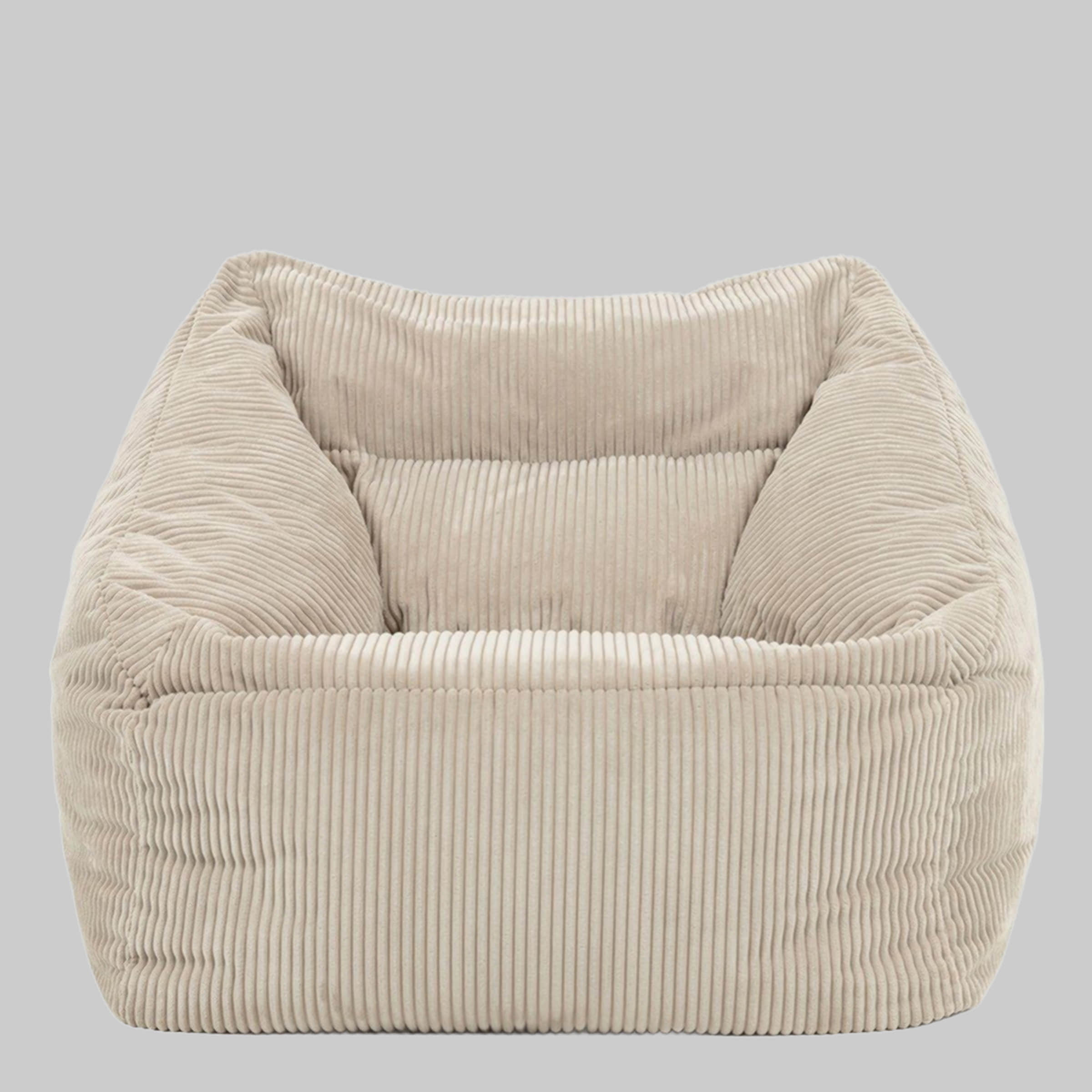 Sessel icon Icon 'Morgan' XXL Sitzsack Sessel aus Cord mit Hocker | Riesen Sitzsack 120cm | Flauschig & Ergonomisch | Modernes Wohndesign beige