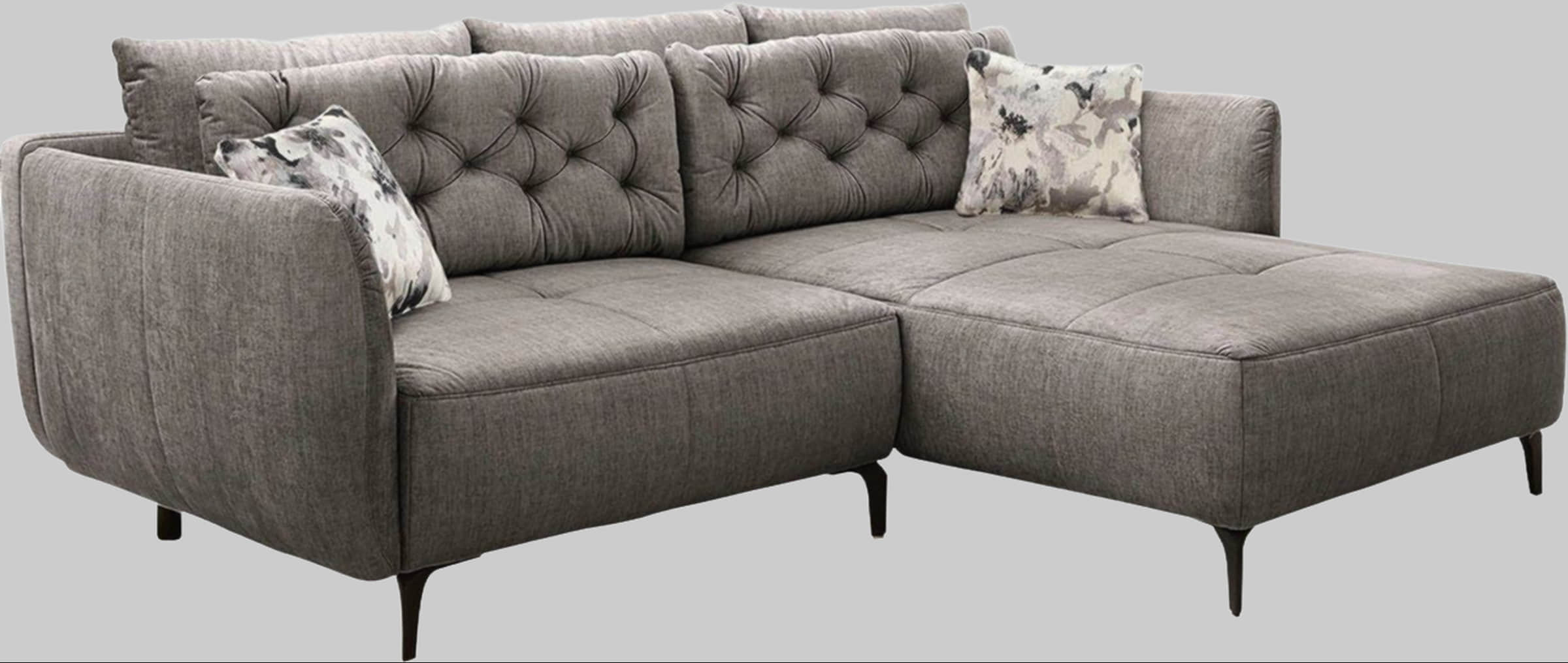 Sofas Jockenhu00F6fer Gruppe Jockenhöfer Gruppe Ecksofa Salo L-Form | Retro-Design mit Wellenfederung & 7 Kissen | Frei platzierbar & beidseitig nutzbar dunkelgrau