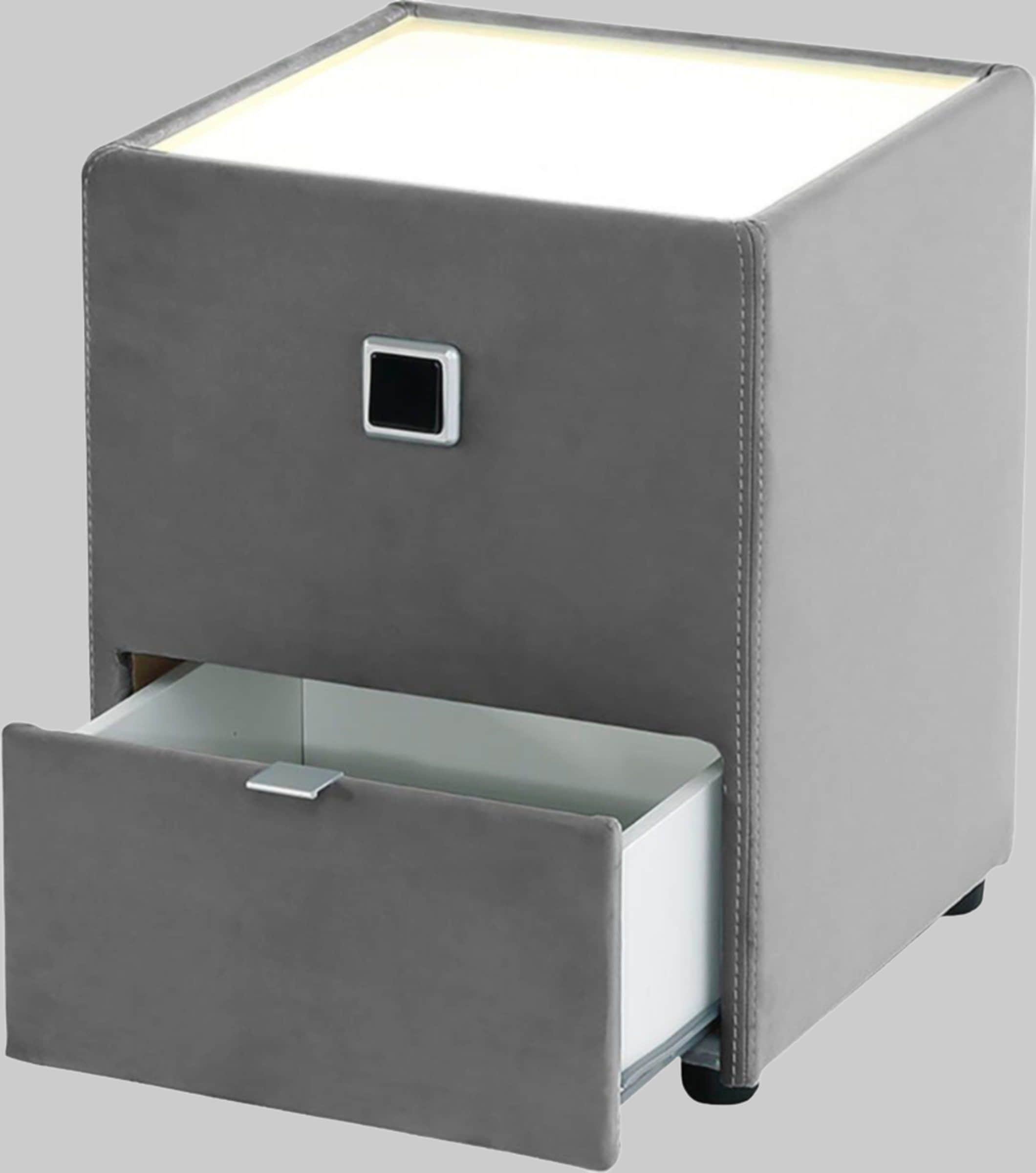 Jockenhöfer Gruppe Nachtkonsole »Lancy« mit LED-Beleuchtung - Moderner Nachttisch mit Schublade & dimmbarem Licht grau 357/09 Kommoden & Sideboards Jockenhu00F6fer Gruppe