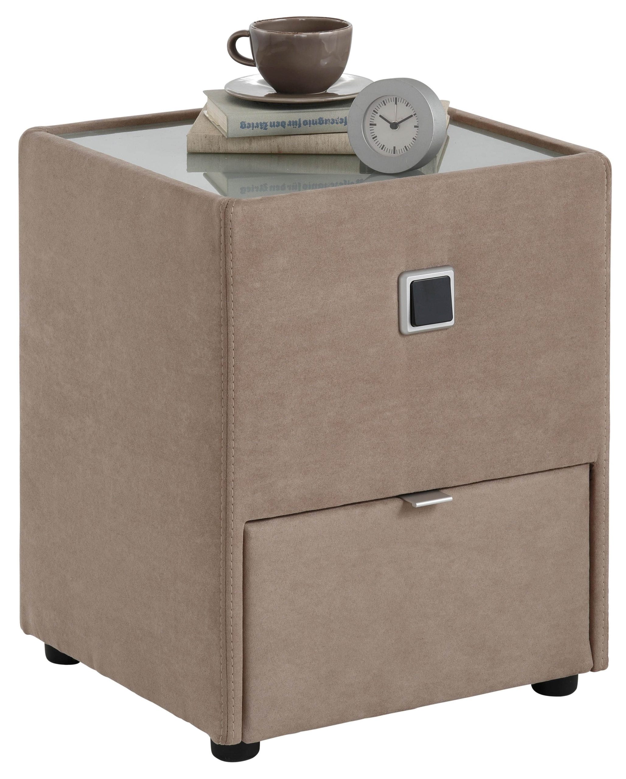 Jockenhu00F6fer Gruppe Jockenhöfer Gruppe Nachtkonsole »Lancy« mit LED-Beleuchtung - Moderner Nachttisch mit Schublade & dimmbarem Licht taupe/brau Kommoden & Sideboards