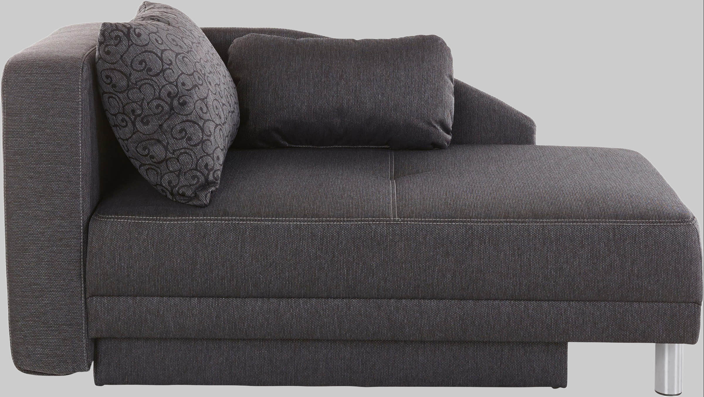 Jockenhu00F6fer Gruppe Jockenhöfer Gruppe Recamiere Roy - Chaiselongue mit Bettfunktion, Federkern & Bettkasten (200x90 cm) - Flexibel links/rechts montierbar grau Sofas