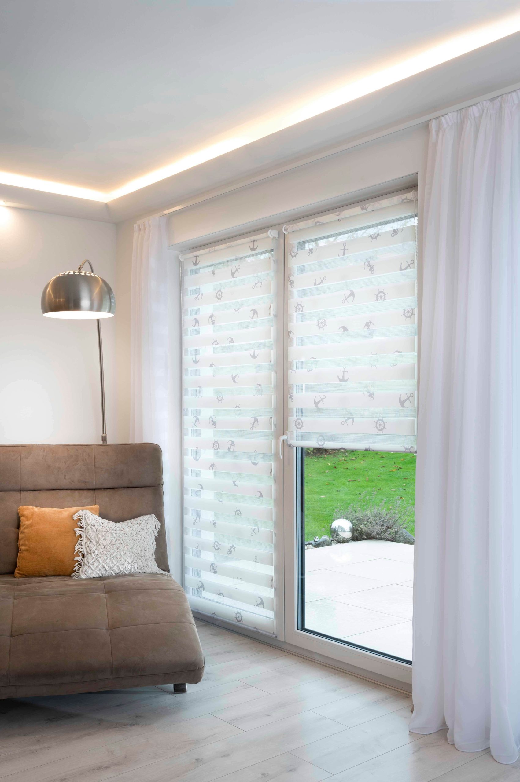 K-HOME Rollos & Plissees K-HOME Doppelrollo »Delphi« – Premium Lichtschutz-Rollo mit Klemmträger-System (ohne Bohren), bedruckt & stufenlos verstellbar | Modernes Design für Fenster Weiß Motiv