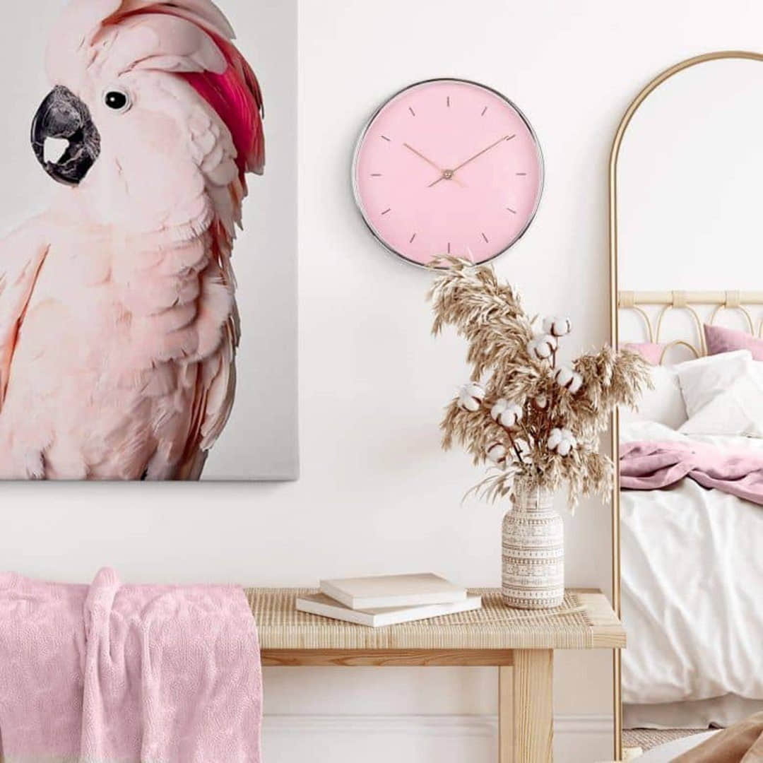 K&L Silent Shabby Chic Wall Clock - 25cm Round Vintage Rose Gold/Pink Retro Decorative Wall Art with Noiseless Quartz Movement Dekoration K\u0026L Wall Art