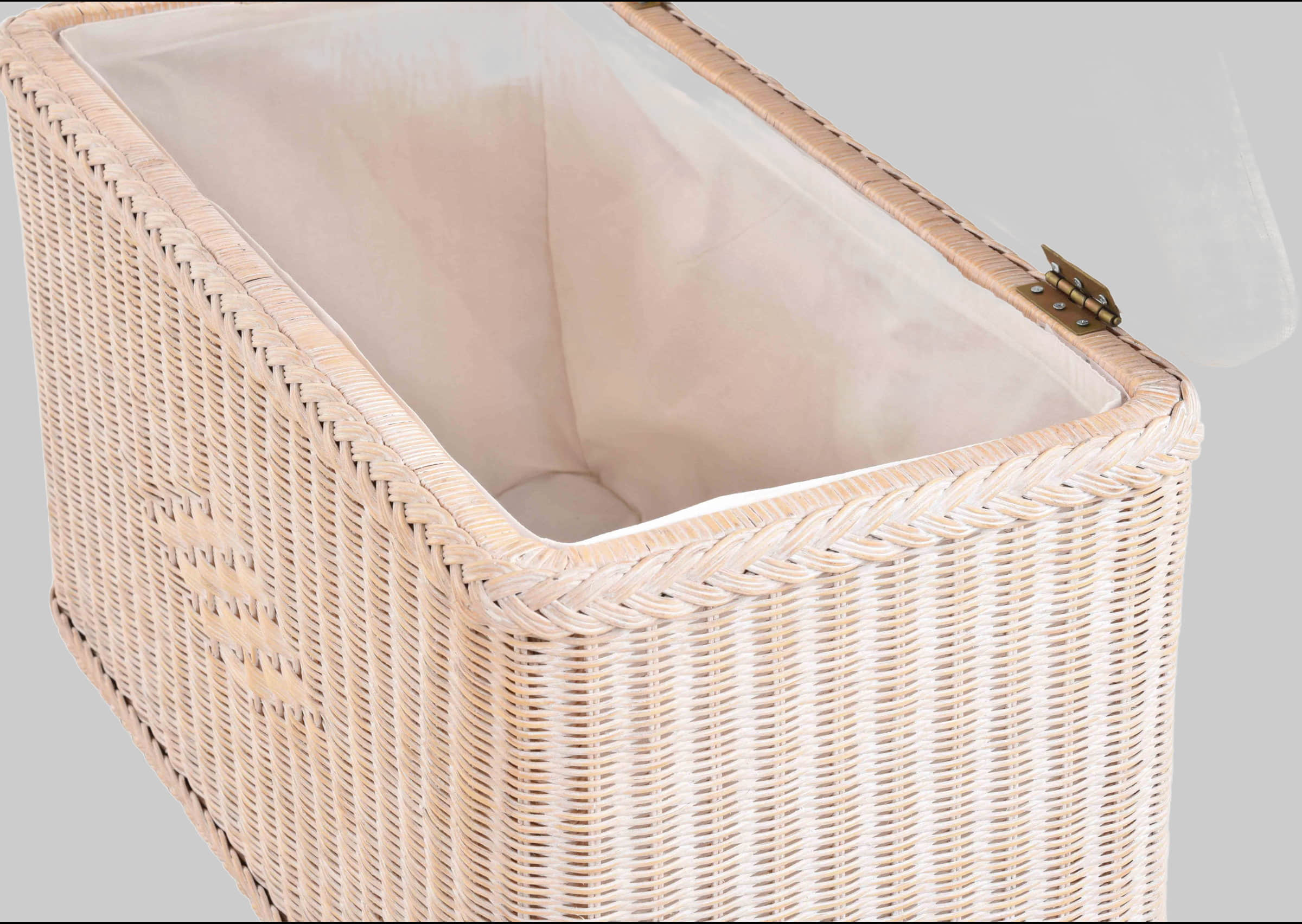 Krines Home Premium Rattan Laundry Hamper – Rectangular Storage Box with Cushioned Seat (80×40×50cm) | Multifunctional Ottoman & Wäschetruhe Vintage Weis Krines Home Bad & Sanitär