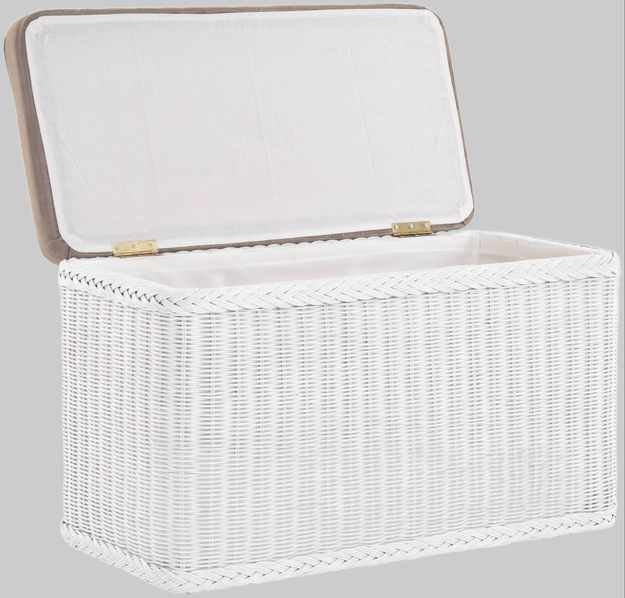 Krines Home Premium Rattan Laundry Hamper – Rectangular Storage Box with Cushioned Seat (80×40×50cm) | Multifunctional Ottoman & Wäschetruhe Weiss Bad & Sanitär Krines Home