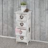 MCW MCW Kommode Sues Shabby-Look Vintage | 4 Schubladen aus Paulowniaholz | 66x37x27cm | Grau-Blau mit Herzornamenten weiß Kommoden & Sideboards