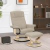 MCombo Premium Relaxsessel mit Hocker 9019 - Ergonomischer Fernsehsessel mit Relaxfunktion in Schwarz-Kunstleder | Inkl. Fußhocker für maximalen Komfort Beige-Stoff MCombo Sessel