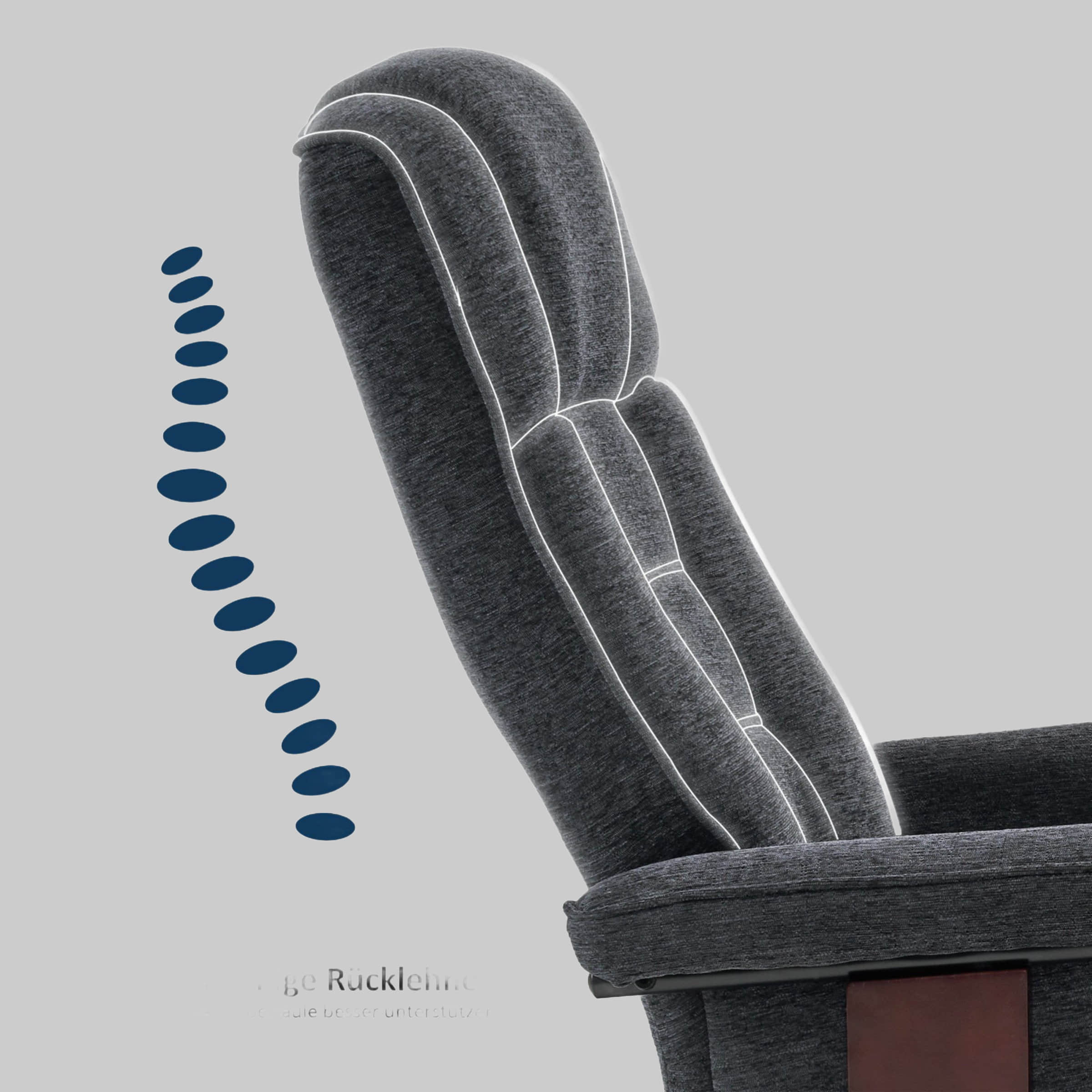 Sessel MCombo MCombo Premium Relaxsessel mit Hocker 9019 - Ergonomischer Fernsehsessel mit Relaxfunktion in Schwarz-Kunstleder | Inkl. Fußhocker für maximalen Komfort Dunkelgrau