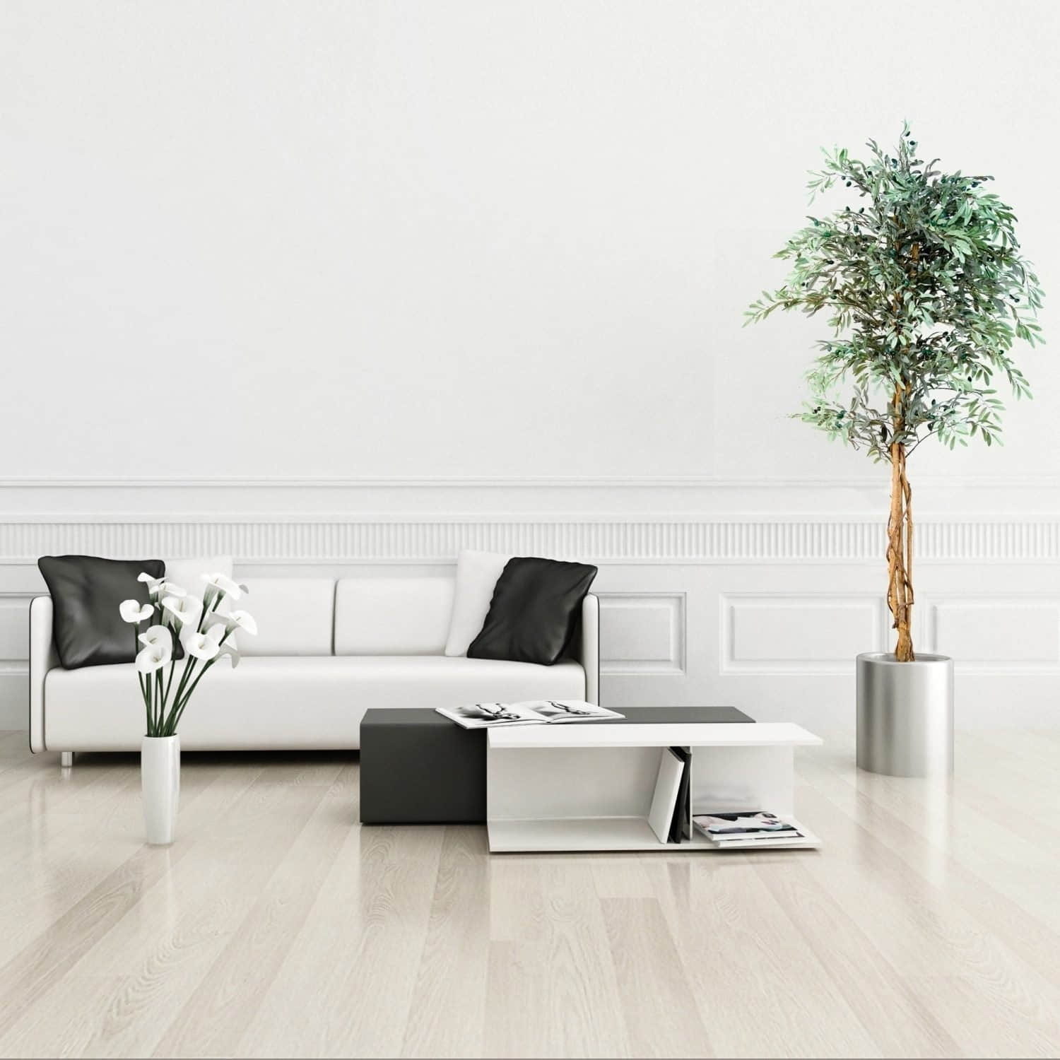 PLANTASIA Kunst-Olivenbaum 180 cm mit Echtholzstamm | 2256 Blätter & Früchte | Zementierter Topf Ø20cm | Premium Kunstpflanze für Wohnung & Büro PLANTASIA Dekoration