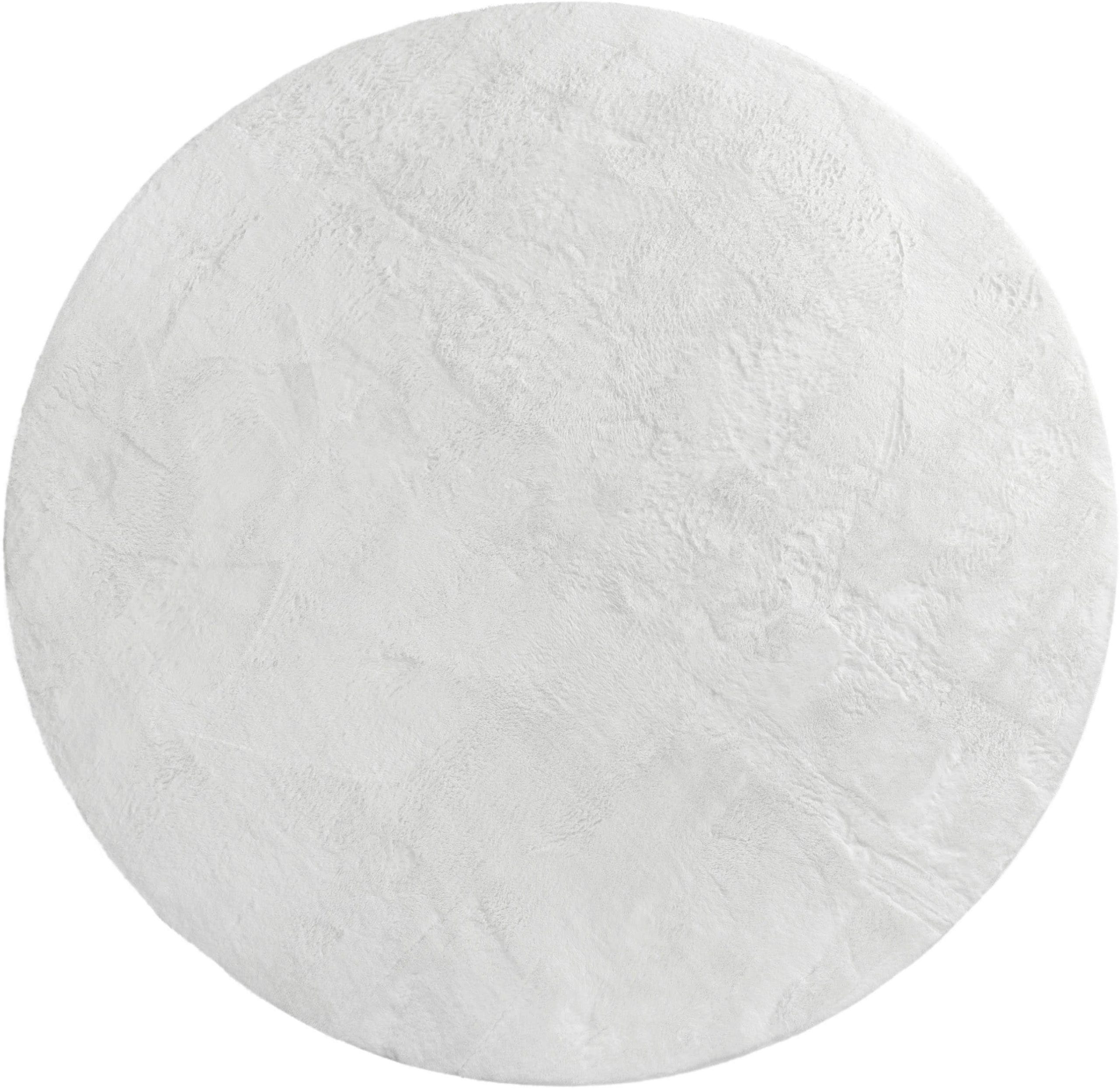 Paco Home Teppiche Paco Home Fellteppich »Kunstfell Soft 380« – Rund, 14 mm Hochflor, Kuschelweich – Premium Qualität für Wohnzimmer & Schlafzimmer weiß