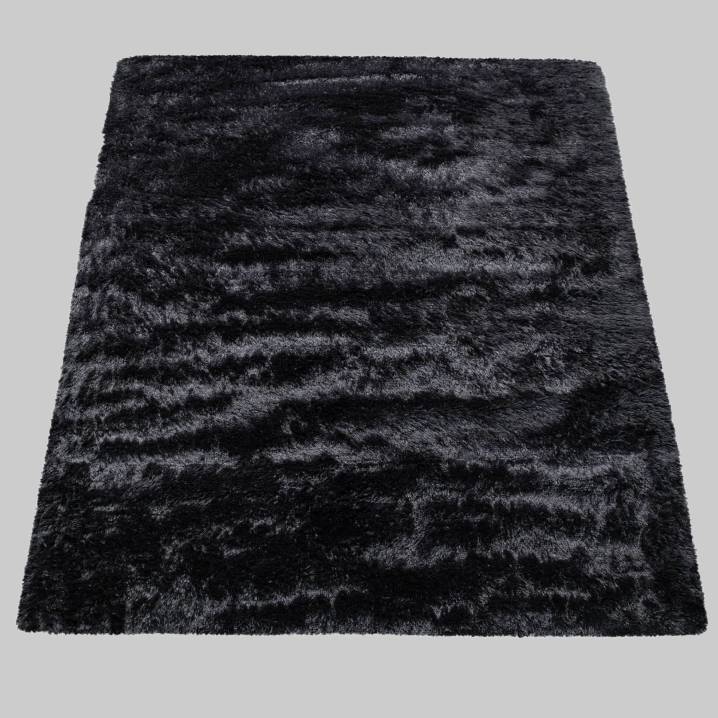 Paco Home Paco Home Hochflor-Teppich Silky 591 | Premium Shaggy Rug | 37mm Extra Soft Pile | Polyester | Living Room & Bedroom | Underfloor Heating Compatible schwarz Teppiche