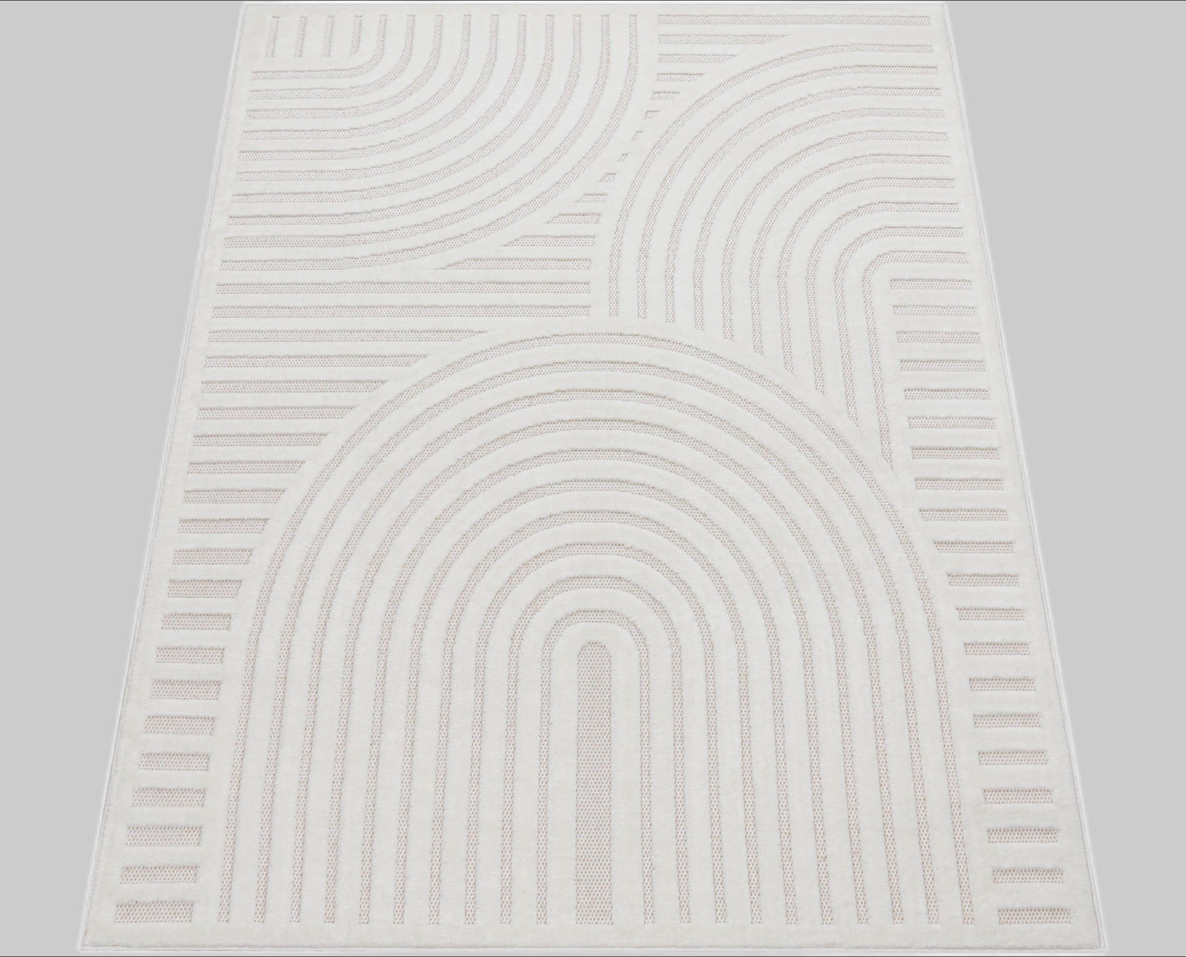 Paco Home Livorno 674 Rectangular Indoor/Outdoor Rug - 14mm High-Low Pile, Scandi Design, Durable Polypropylene in Multiple Uni Colors creme Teppiche Paco Home