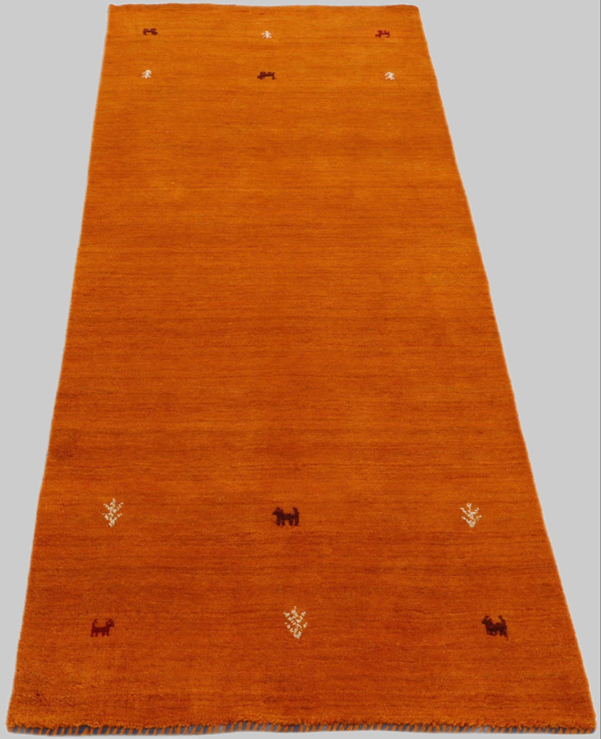 Premium Gabbeh Loom Wollteppich mit Tiermotiven | Handgewebt aus 100% reiner Wolle | 15 mm Höhe | Fußbodenheizung geeignet | Traditionelle Nomaden-Webkunst orange Teppiche carpetfine