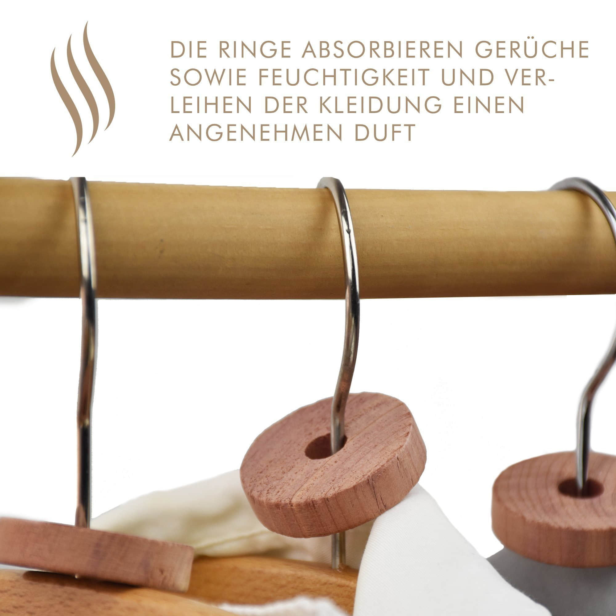 Quertee Premium 30x Zedernholzringe für Mottenschutz | Natürlicher Schutz gegen Kleidermotten | Chemiefrei | Für Kleiderschränke & Schubladen Aufbewahrung Quertee