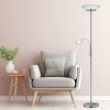 Reality Leuchten LED Deckenfluter 180cm mit Leselampe - Moderner Designklassiker in Silber | Warmweiße LED wechselbar | Flexibler Lesearm | Hochwertige Stehlampe für Wohnzimmer & Lese-Ecken Silber matt Lampen Reality Leuchten