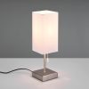 Lampen Reality Leuchten Reality Leuchten R59029901 LED Nachttischlampe mit Dimmfunktion (3 Stufen), USB-Ladestation, 35cm Höhe, warmweißes Licht, austauschbare 4W LED, Stoffschirm - Energieklasse A++ Silber-Weiß