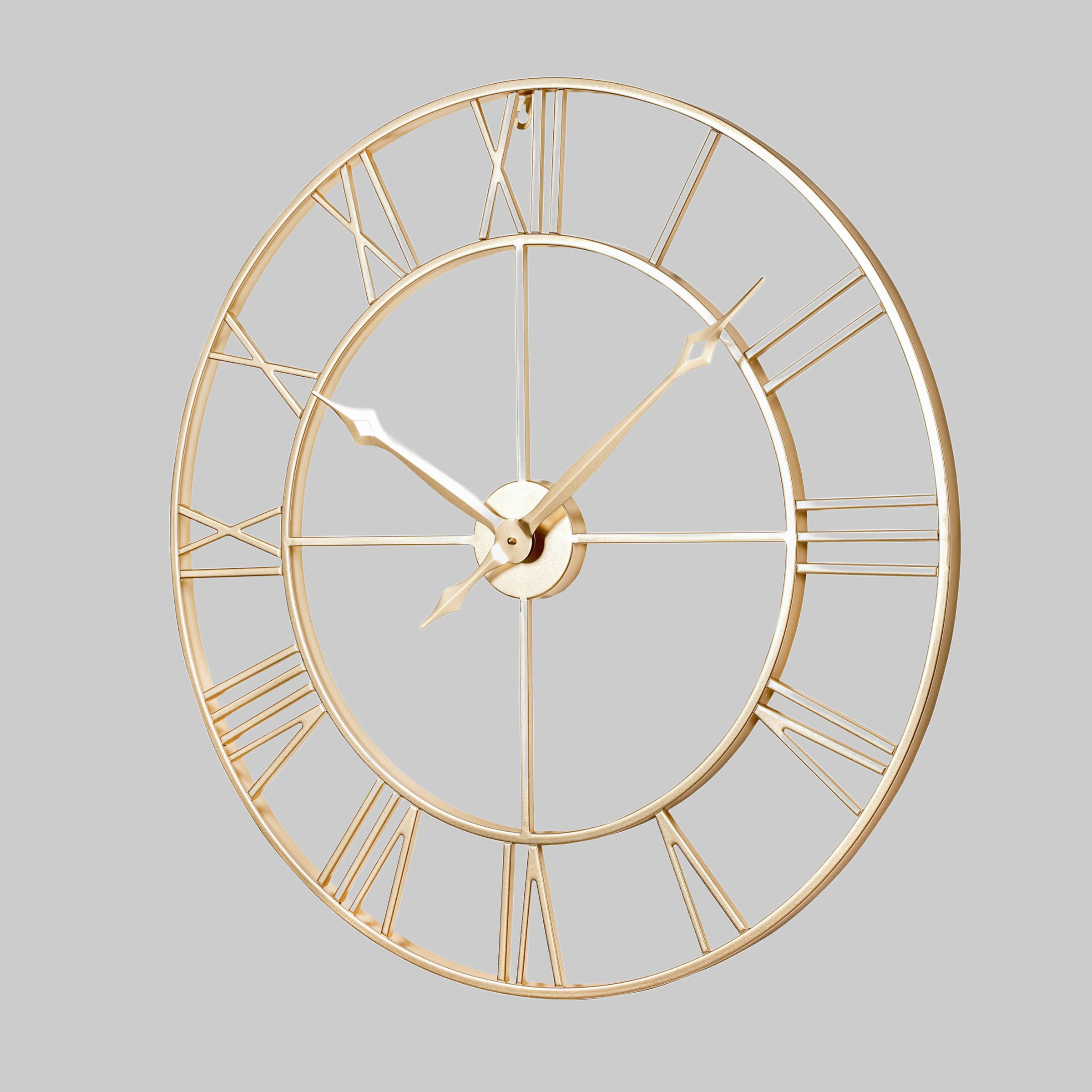 Samilito Dekoration Samilito Vintage-Wanduhr mit römischen Ziffern - Robuster 2cm Metallrahmen, leises Quarzwerk (kein Ticken), silber - Elegante Wohnzimmeruhr Champagner