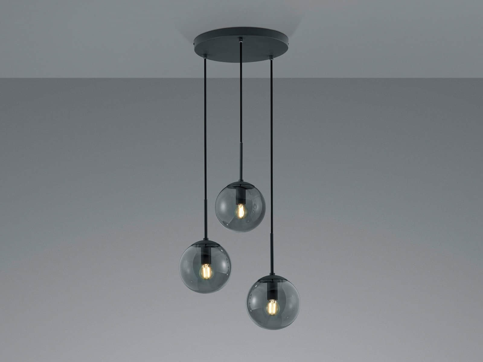 TRIO Leuchten 319830308 LED Cluster Pendelleuchte - 3x Rauchglas Kugeln (Ø30cm), 150cm verstellbare Aufhängung, E14 Fassungen, Warmweiß 3000K TRIO Leuchten Lampen