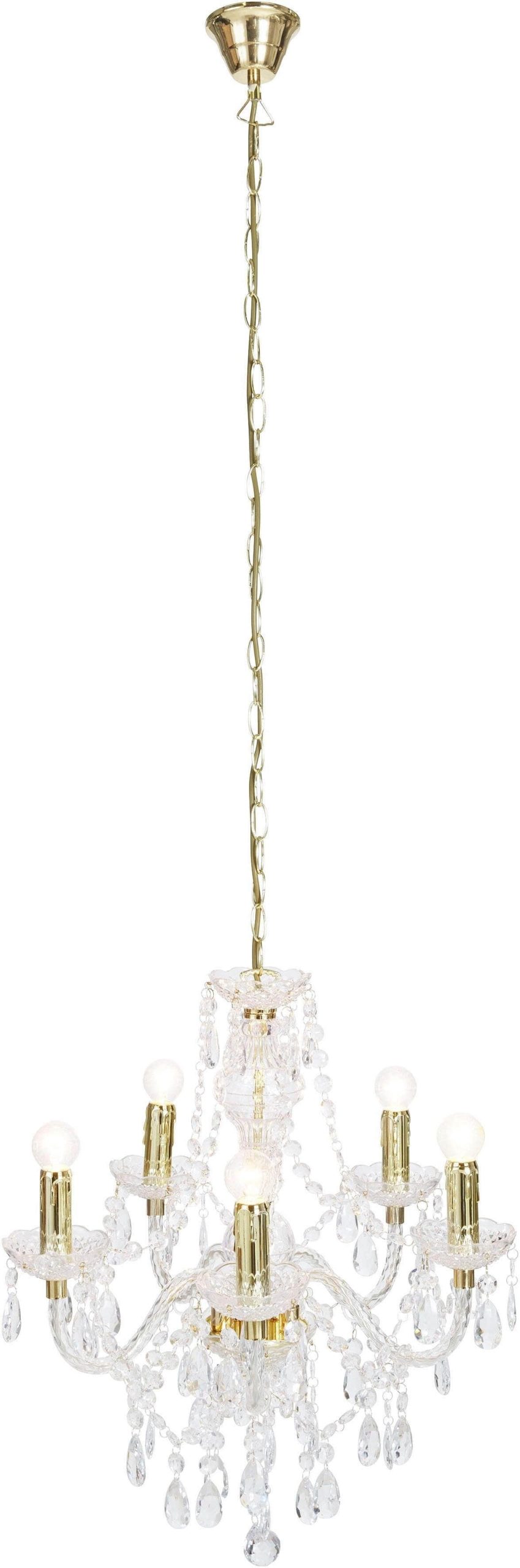 TRIO Leuchten TRIO Leuchten 'LÜSTER' 5-Flame Crystal Chandelier with Flame-Shaped E14 Holders | Acryl Design in 4 Colors | 51cm Diameter weiß Lampen