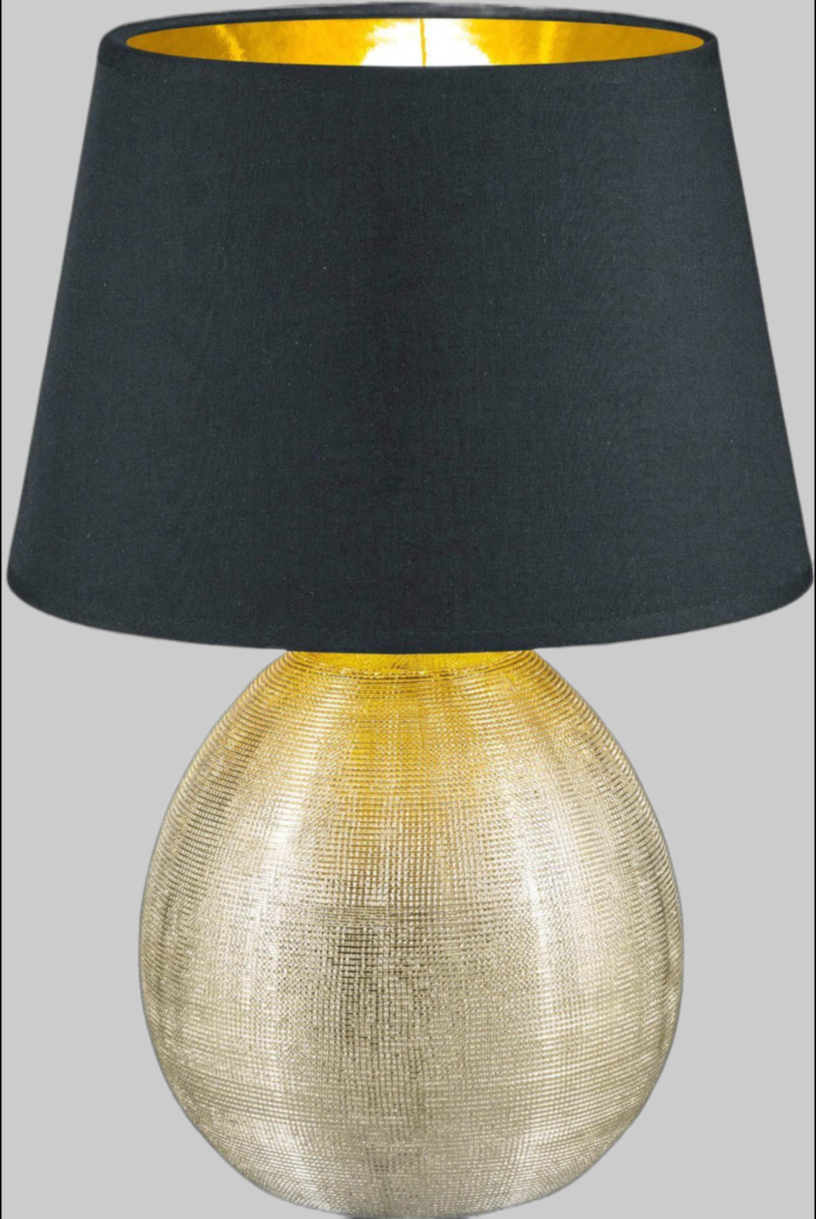 Lampen TRIO Leuchten TRIO Leuchten LUXOR Ceramic Table Lamp | Fabric Shade | E27 Bulb Compatible | Wood-Effect Base | Cord Switch | 45cm Height goldfarben