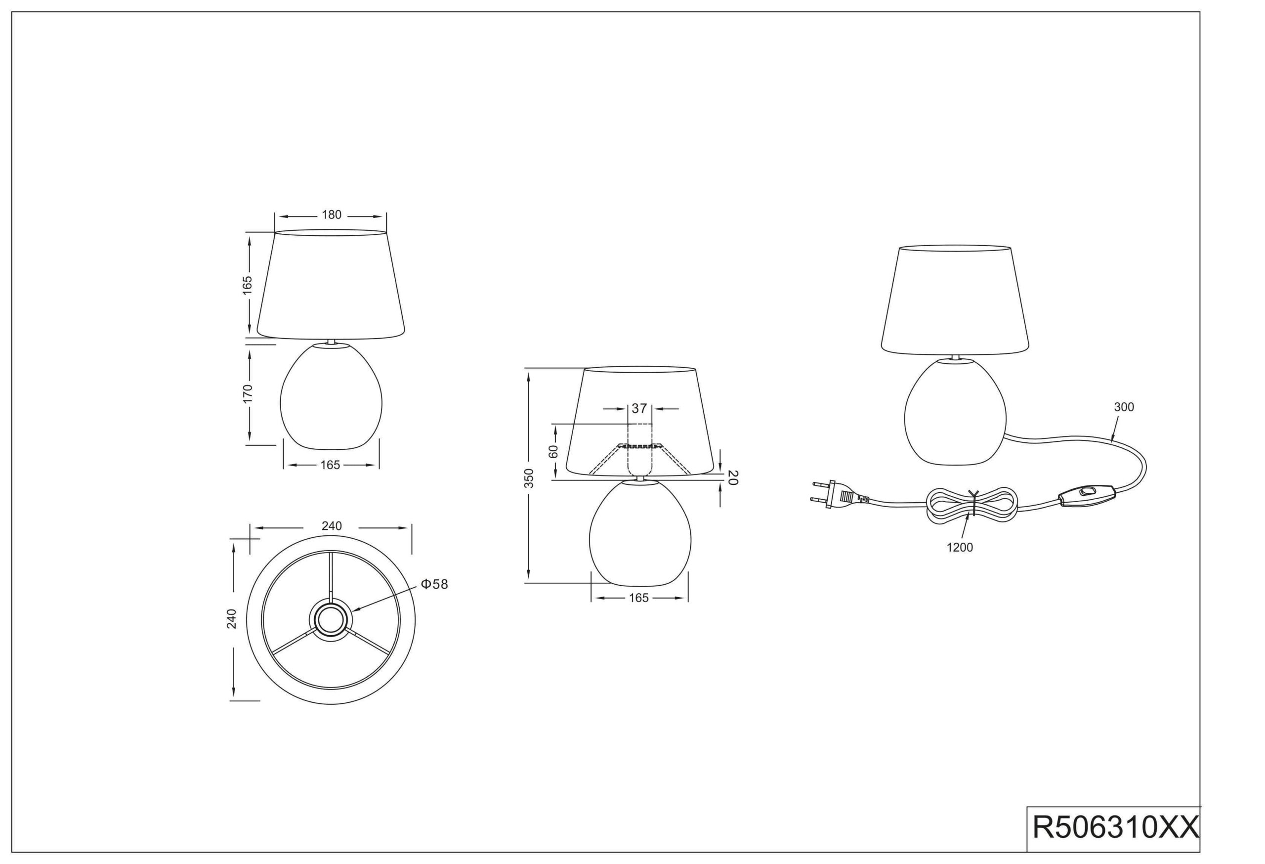 Lampen TRIO Leuchten TRIO Leuchten LUXOR Ceramic Table Lamp | Fabric Shade | E27 Bulb Compatible | Wood-Effect Base | Cord Switch | 45cm Height goldfarben