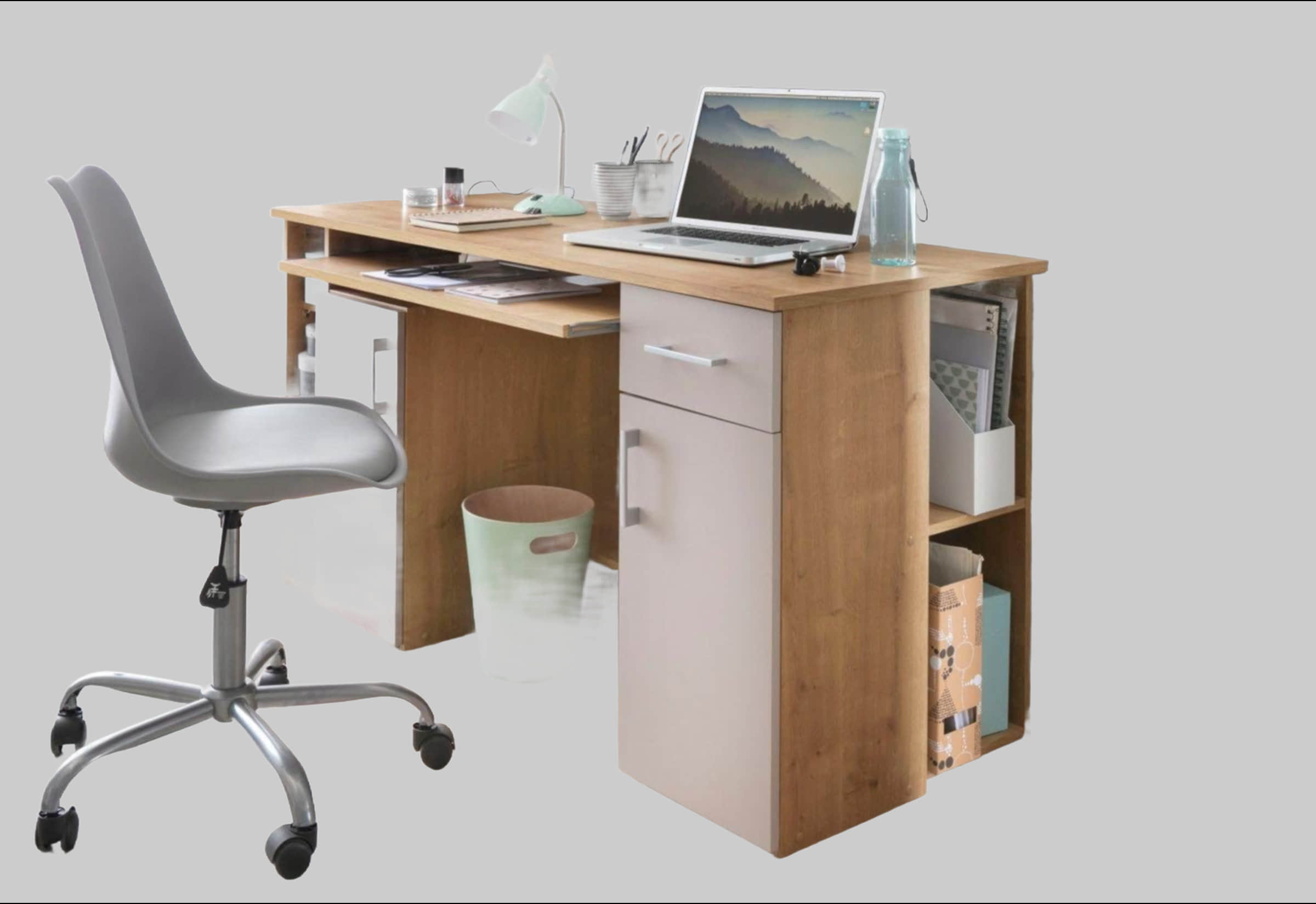 VOGL Möbelfabrik Schreibtisch »Tim« - 180 cm Gaming/Office-Tisch mit Stauraum | Made in Germany | 3 Jahre Garantie wildeichef VOGL Mu00F6belfabrik Kinderzimmer