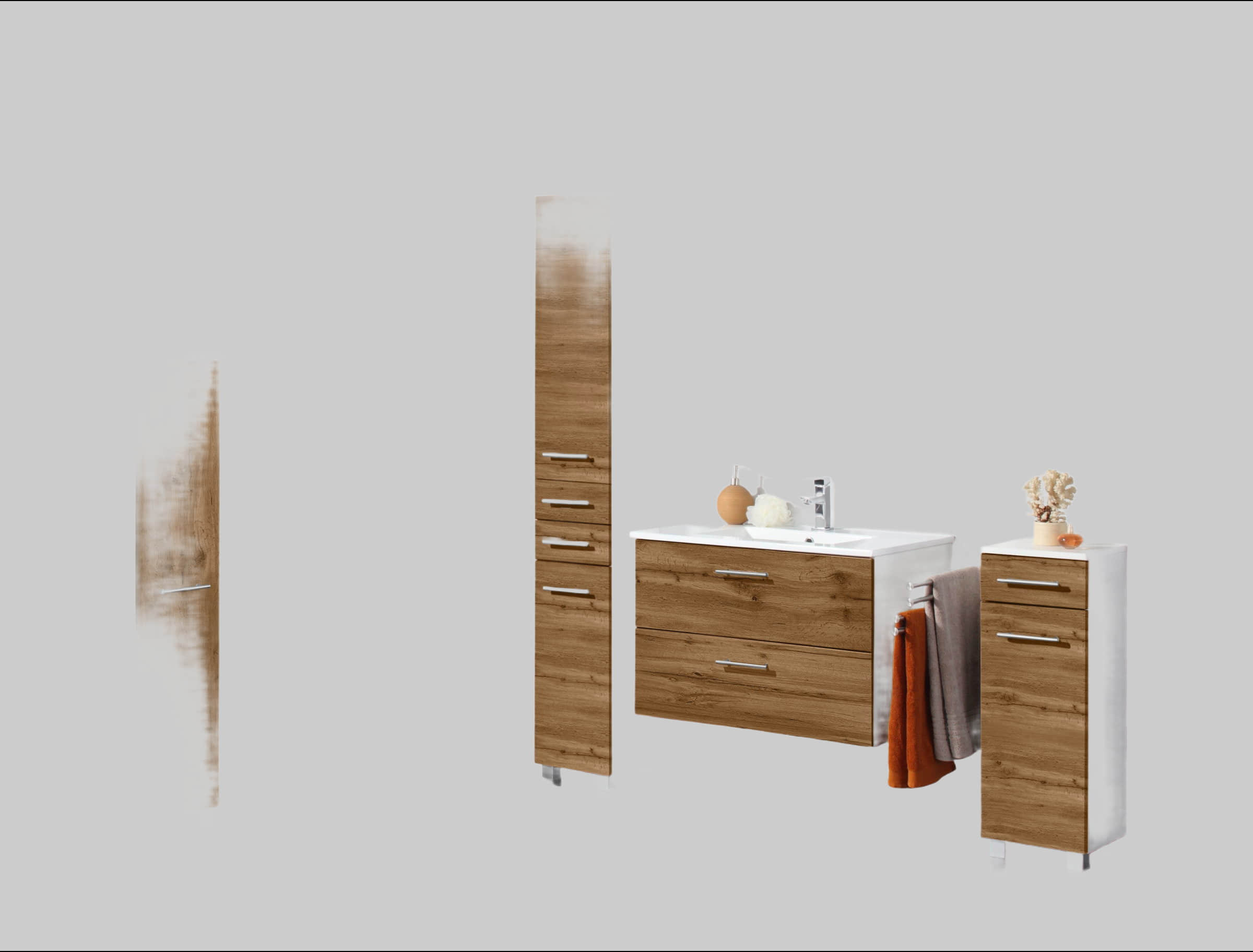 Welltime Hängeschrank Trento - Modernes Badmöbel mit 2 Einlegeböden, 30 cm Breite, Made in Germany wotaneiche Schränke welltime