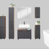 Welltime Hochschrank Trento | 30cm schmaler Bad-Seitenschrank mit Stauraum | MDF-Fronten & Edelstahlgriffe | Verschiedene Farben | Made in Germany grau matt welltime Schränke